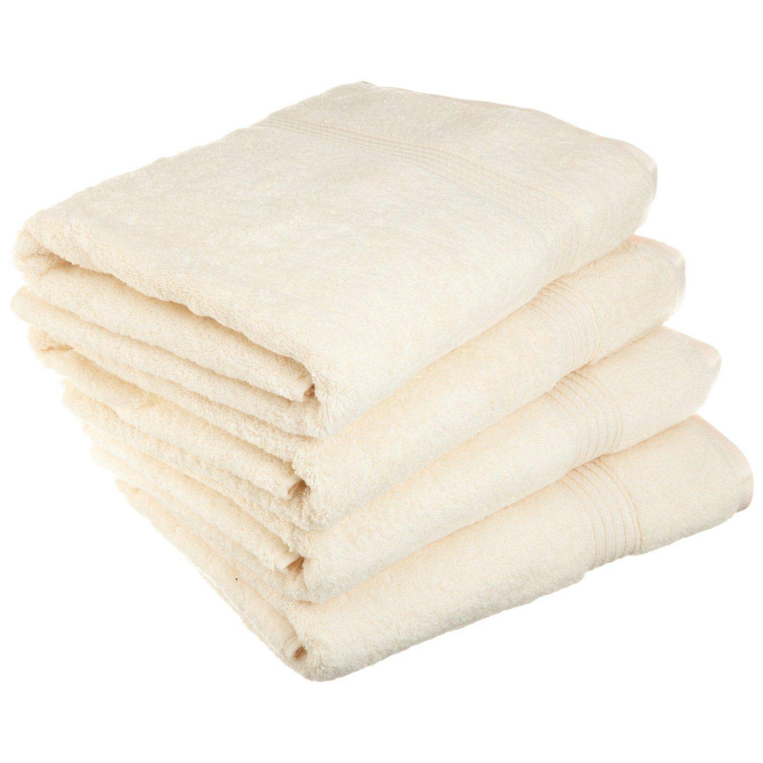 Premium 4-Piece Bath Towel Set - 100% Pure Long Staple Cotton, Machine Washable & Hypoallergenic, Soft Ivory Towels for Spa, Bathroom & Luxury Home Use
