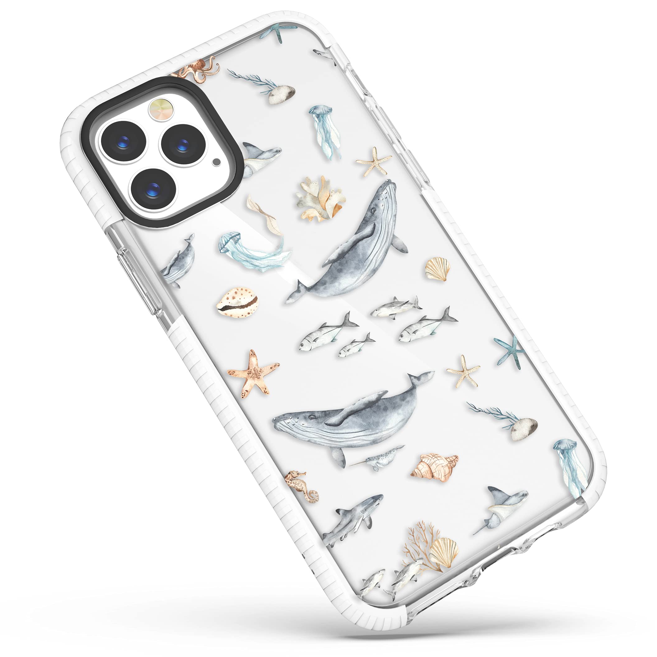 **Cute Blue Sea World Ocean Whale Dolphin Fish Soft Protective Case for iPhone 13 Pro Max 6.7 inch – Funny Design for Girls & Women – Perfect for Beach Trips & Summer Adventures**