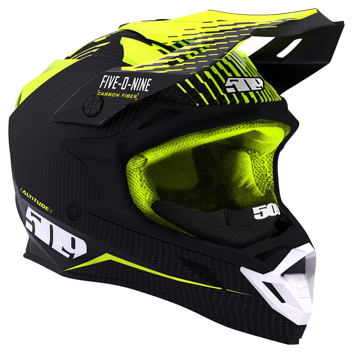 509 Altitude Carbon Fiber Motorcycle Helmet with Fidlock Magnetic Buckle - Off Grid Hi-Vis Safety X-Small - Lightweight & Durable for Adventure Riding & Urban Commuting