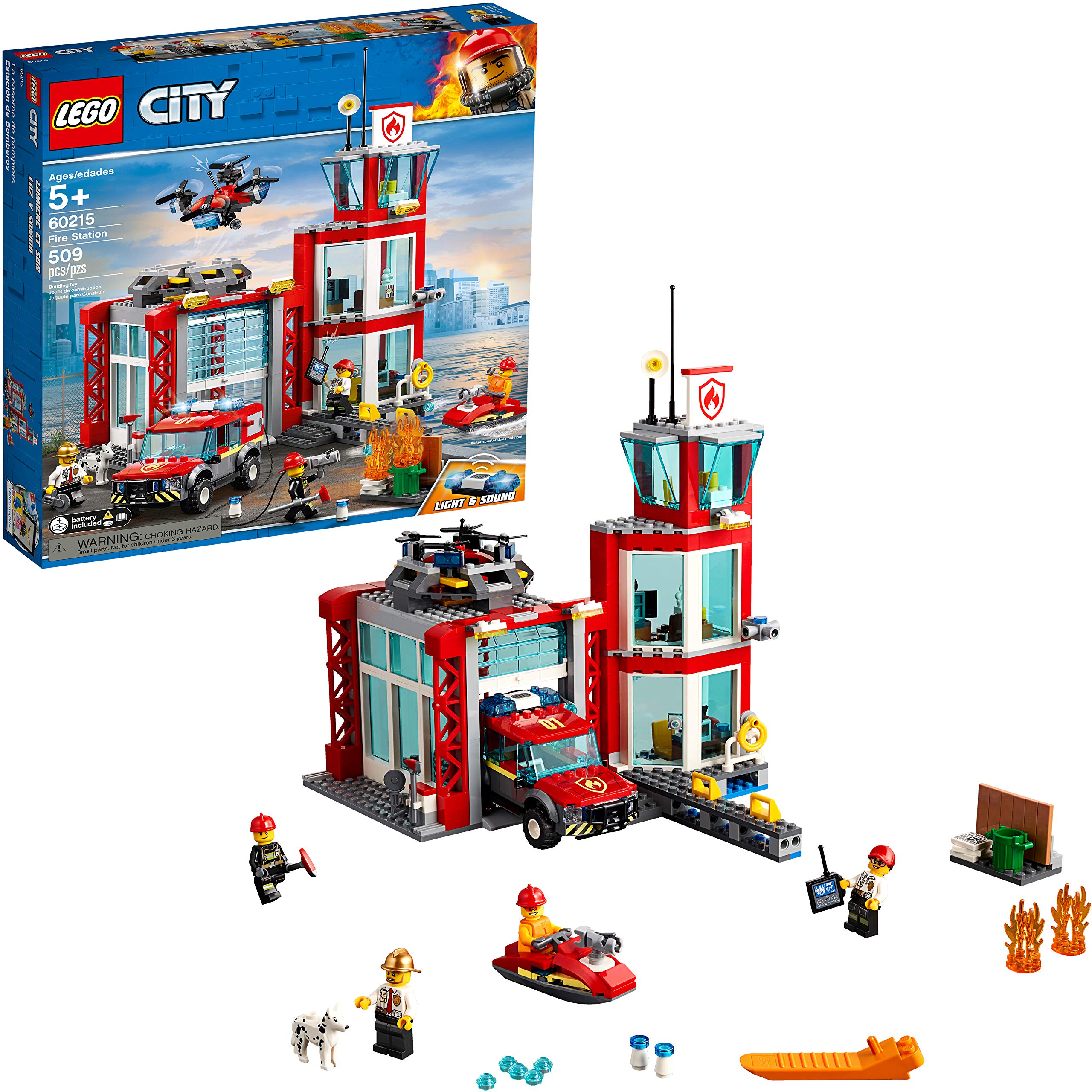 LEGO City Fire Station 60215 Building Set with Fire Truck & Rescue Tower - 509-Piece Firefighter Toy for Kids with Mini Figures - Perfect for Creative Play, Emergency Roleplay & STEM Learning