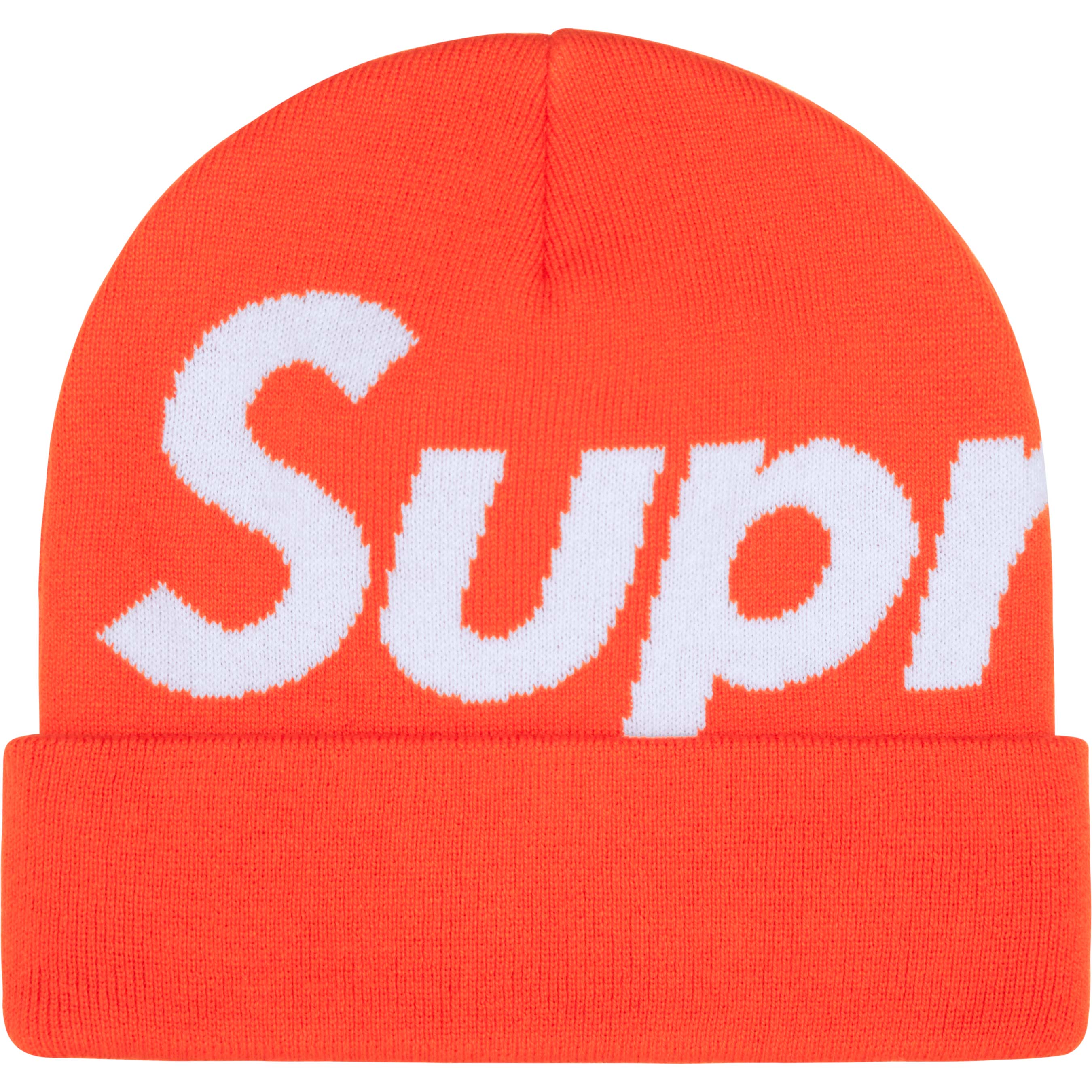 Supreme Big Logo Beanie - Orange Winter Hat for Men & Women - Warm Knit Skull Cap for Cold Weather, Streetwear Fashion, Urban Style, Outdoor Activities