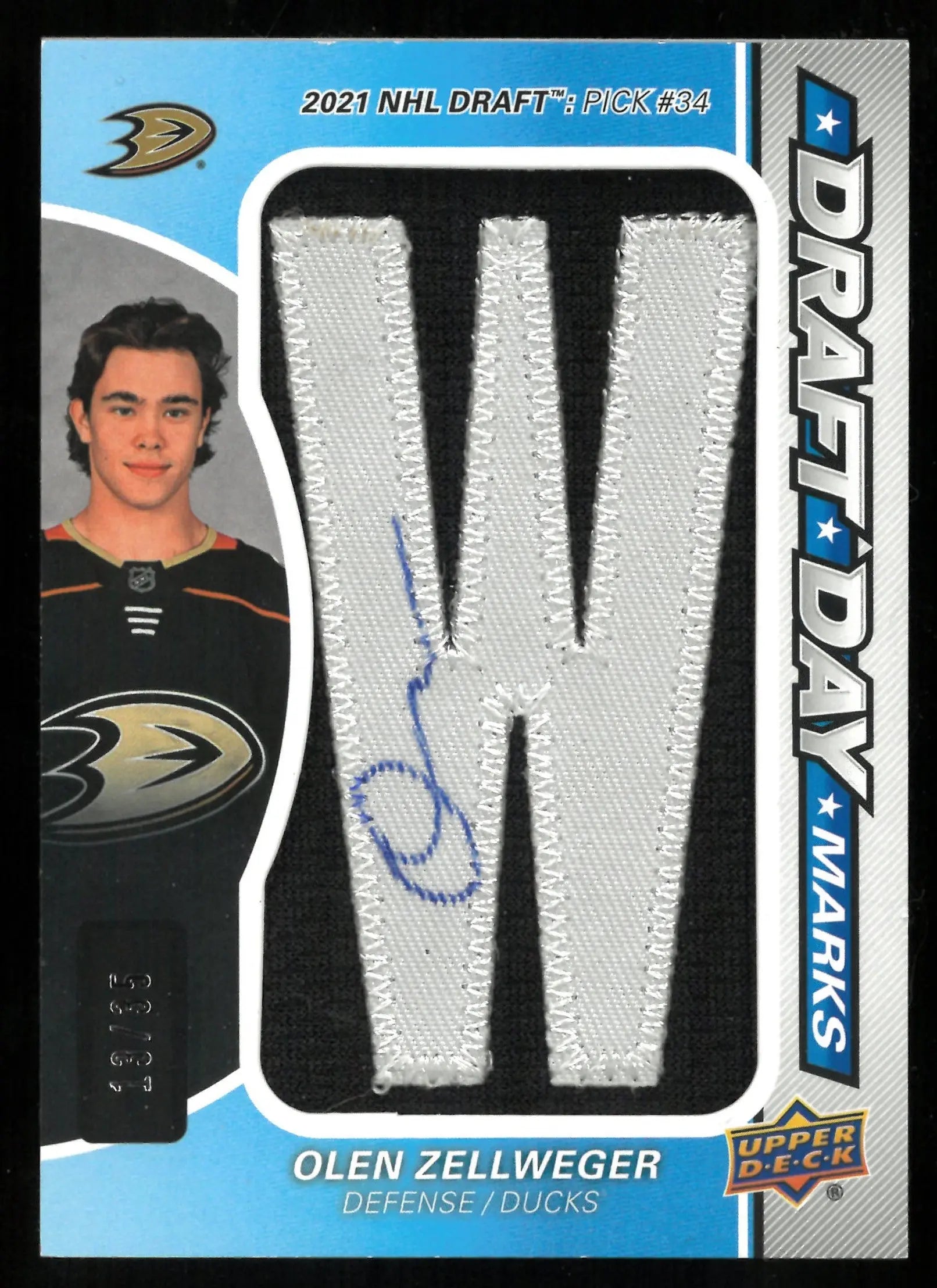 2024 Upper Deck SP Game Used Olen Zellweger Rookie Card Draft Day Autograph Letter Patch /35 - NHL Hockey Collectible for Fans & Investors