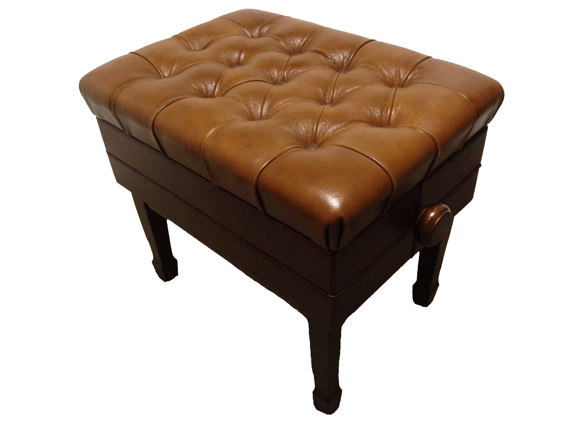 Premium Adjustable Walnut Piano Bench with Storage - Genuine Leather Seat for Artists & Musicians - Perfect for Home, Studio & Concert Halls