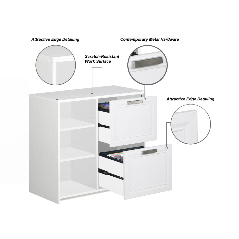 Andy Modern 2-Drawer Office Storage Filing Cabinet - Distressed White Finish for Home & Office Organization - Perfect for Files, Documents & Office Supplies Storage