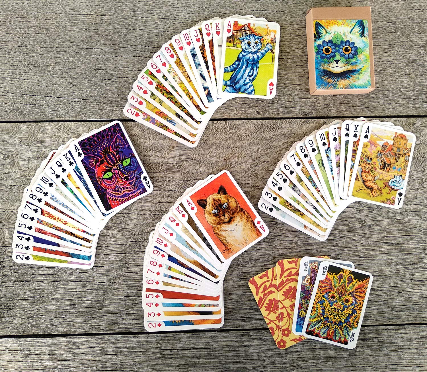 Vintage Psychedelic Cats Playing Cards - 54 Unique Poker Deck with Louis William Wain Art | Perfect for Card Games, Magic Tricks & Collectors