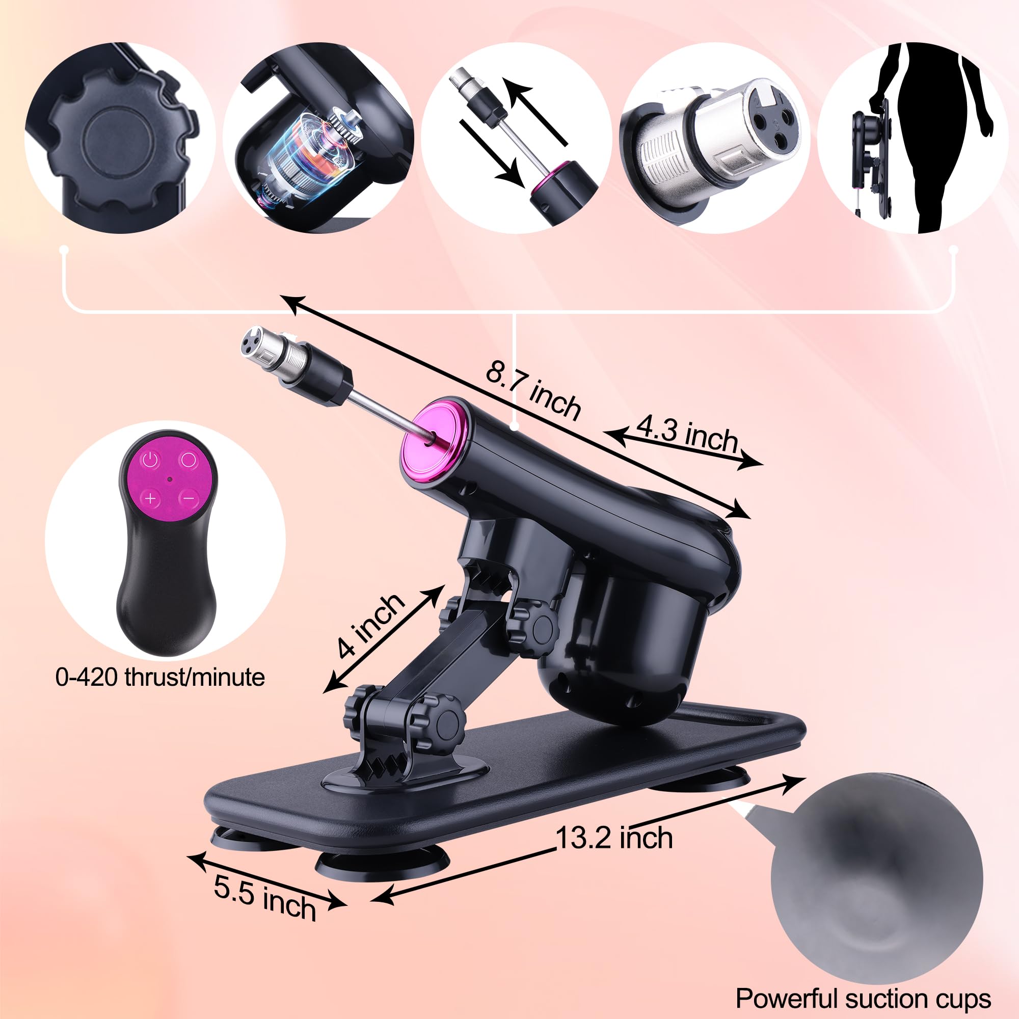 Powerful Sex Machine for Women - Automatic Thrusting Dildo Machine with 8 Attachments & Suction Cup Base - Adult Sex Toy for Solo Play, Couples & BDSM Scenes