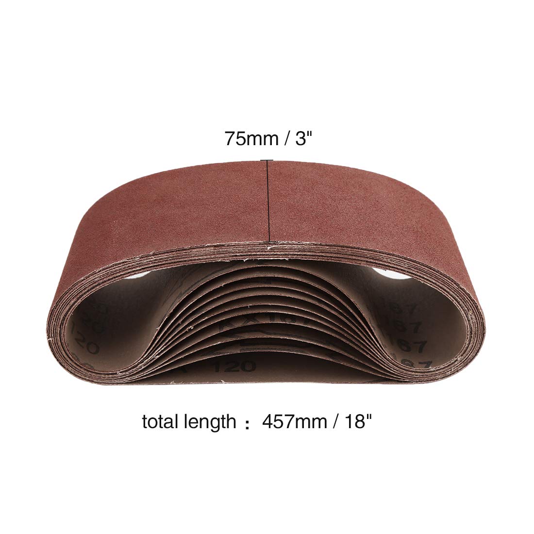 uxcell 10-Pack 3x18 Inch 120 Grit Aluminum Oxide Sanding Belts for Portable Belt Sanders - Woodworking, Metal Polishing & DIY Home Improvement Projects