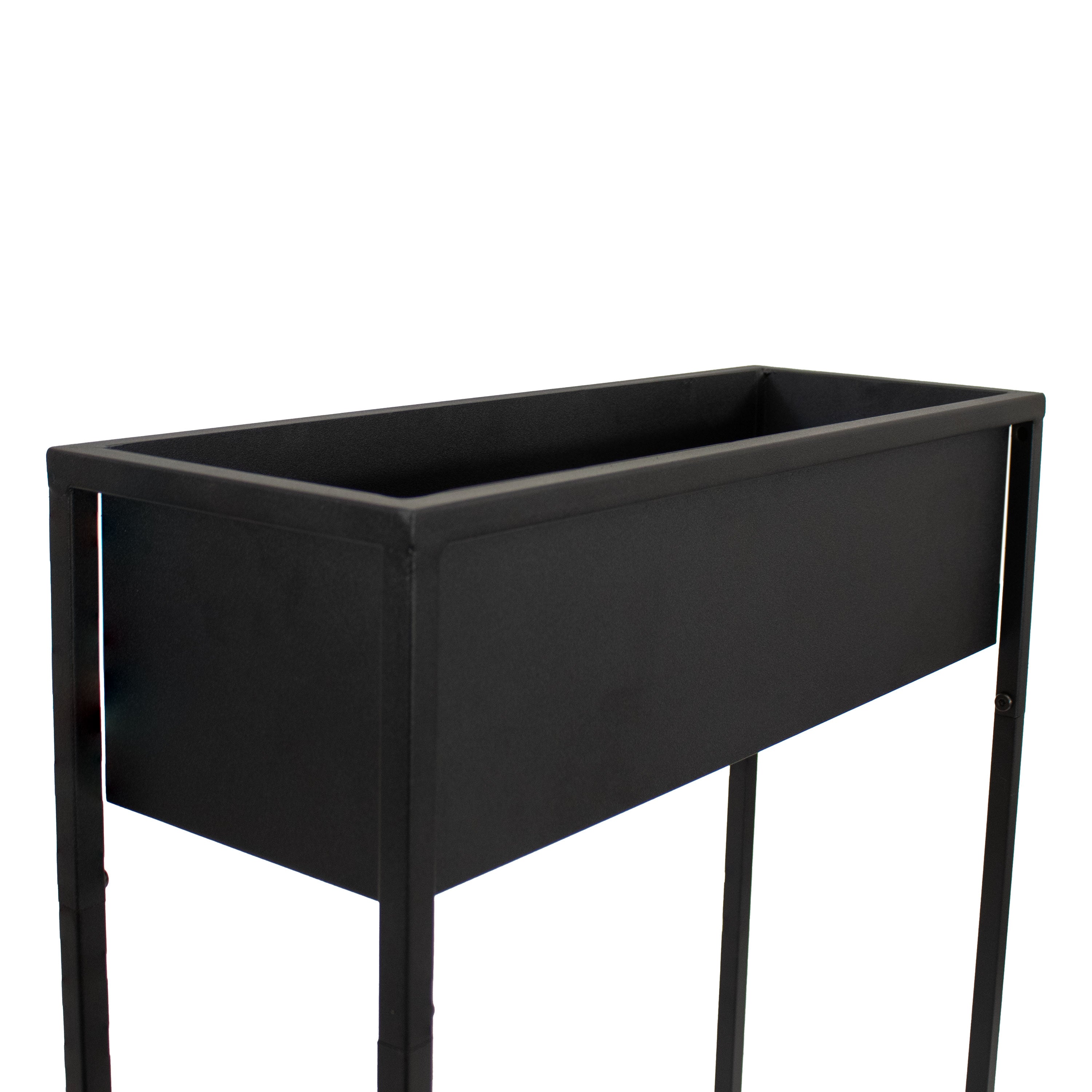 Modern Black Metal Raised Planter Box with Legs - 27.5 Inch Elevated Garden Planter for Outdoor Patio, Balcony & Backyard Decor