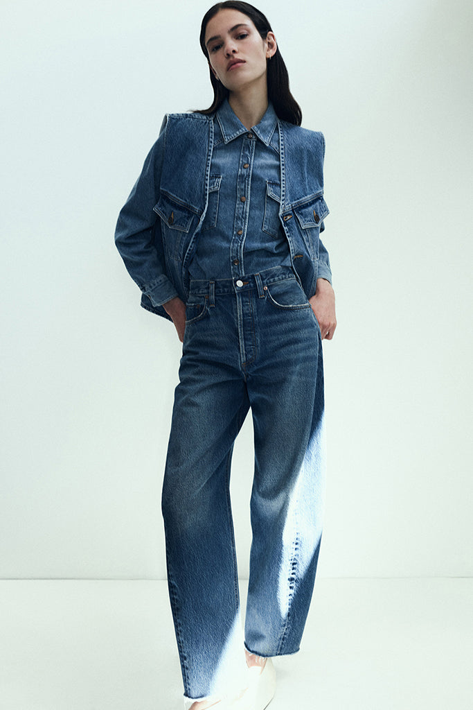 AGOLDE Luna High Rise Pieced Taper Jeans for Women - Distressed Split Hem Denim Pants | Casual Streetwear & Everyday Outfit Essential