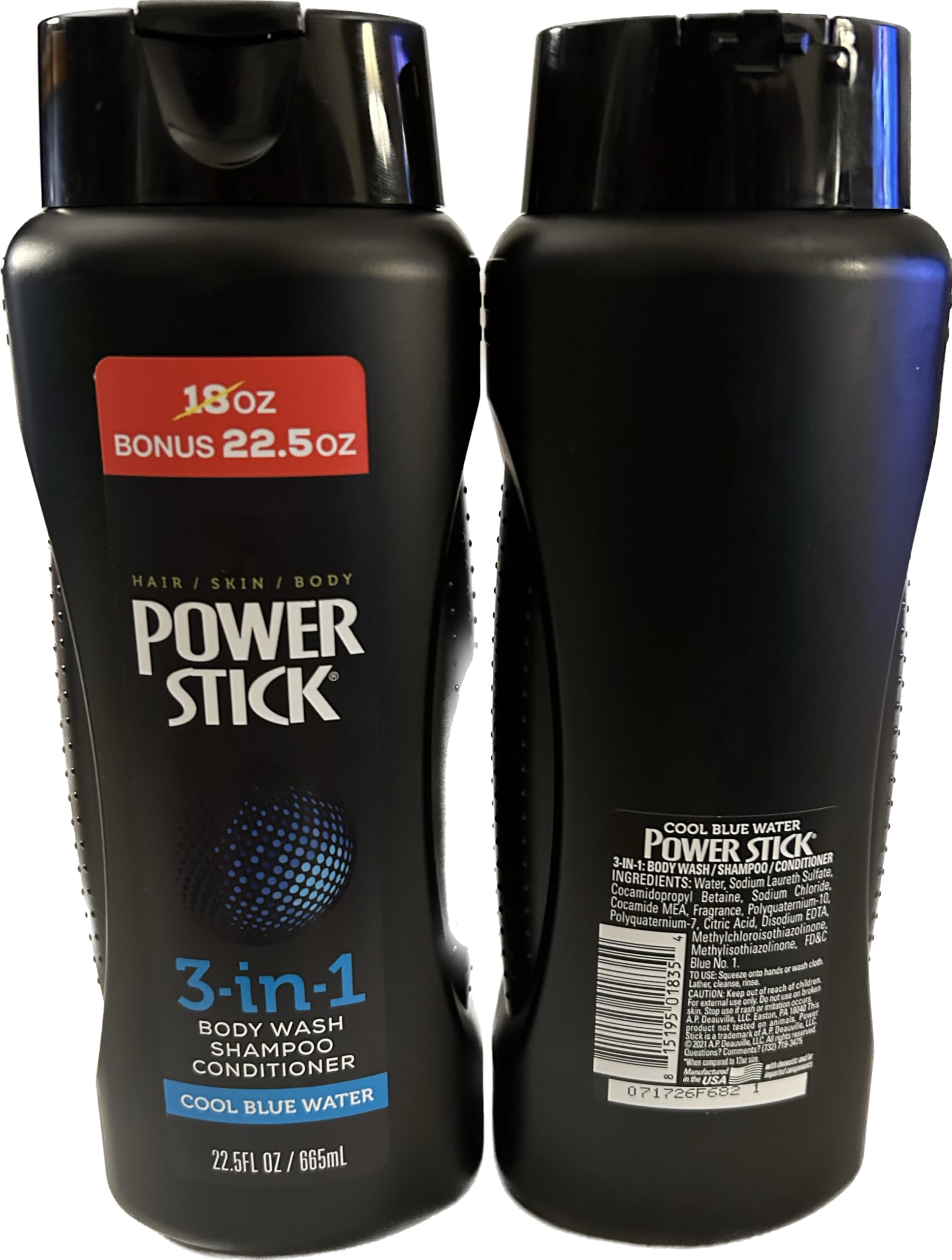 3 in 1 Shampoo, Conditioner & Body Wash Set - 2 Pack (22.5 Oz Each) for Men & Women - Travel Size, Gym & Everyday Use