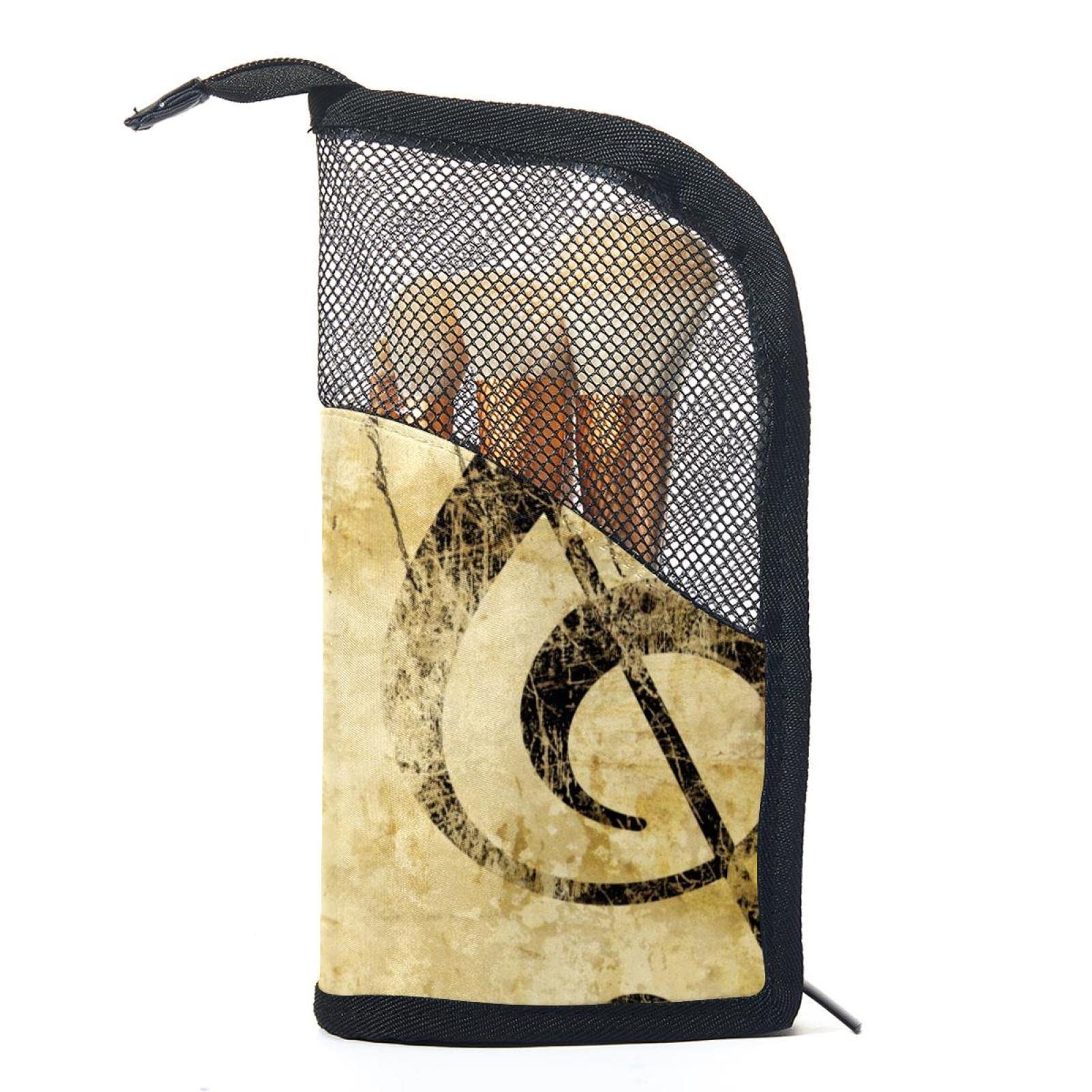Vintage Musical Note Piano Makeup Brush Organizer Bag with 12 Slots - Portable Travel Cosmetic Brush Holder Case for Professional Makeup Artists & Home Storage (Perfect for Travel, Salon, and Daily Makeup Organization)