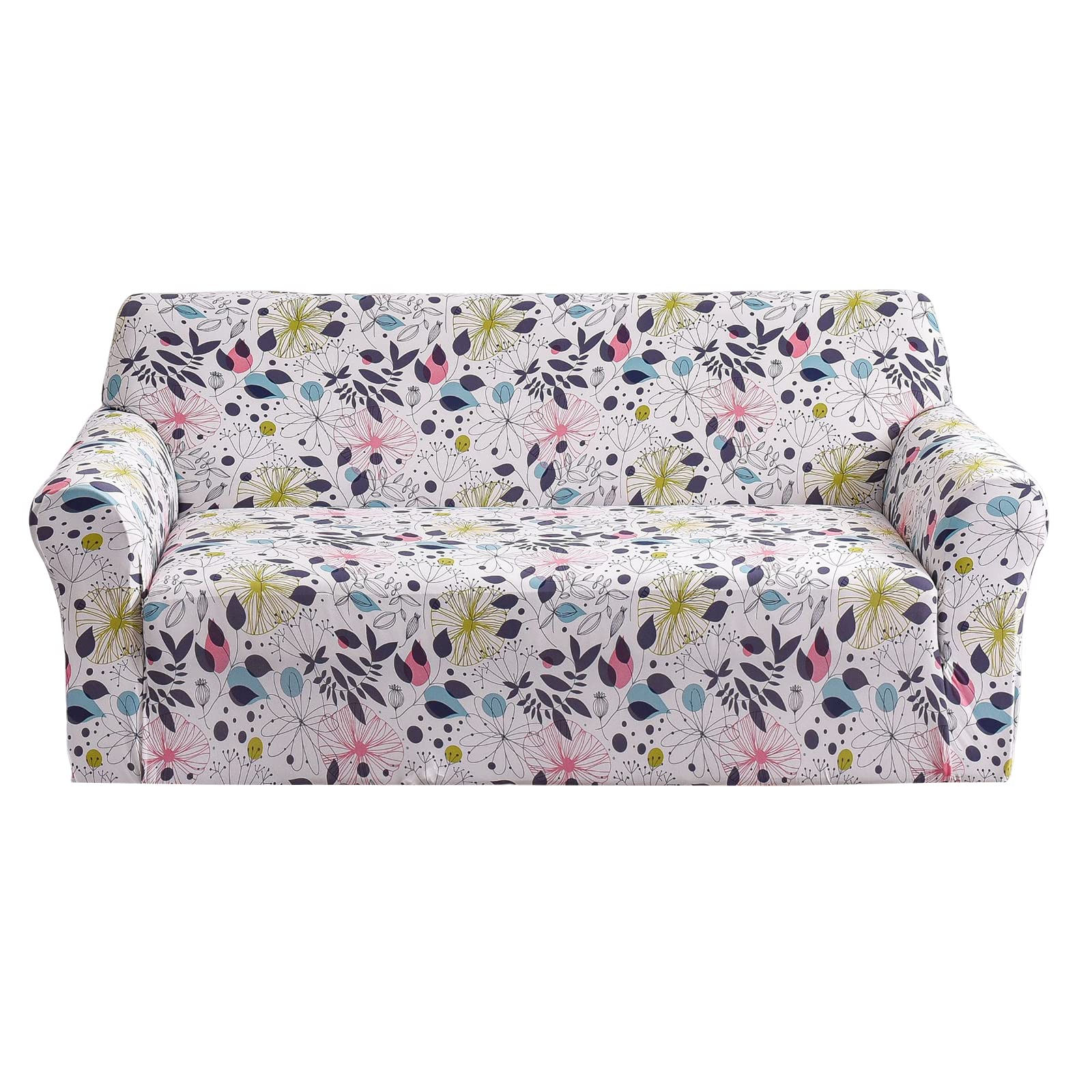 Stretch Non-Slip Sofa Cover - Printed Spandex Couch Slipcover with Elastic Bottom & Anti-Skid Foam - Washable Furniture Protector (Size L) Includes Free Pillowcase - Perfect for Living Room, Bedroom & Home Decor Protection