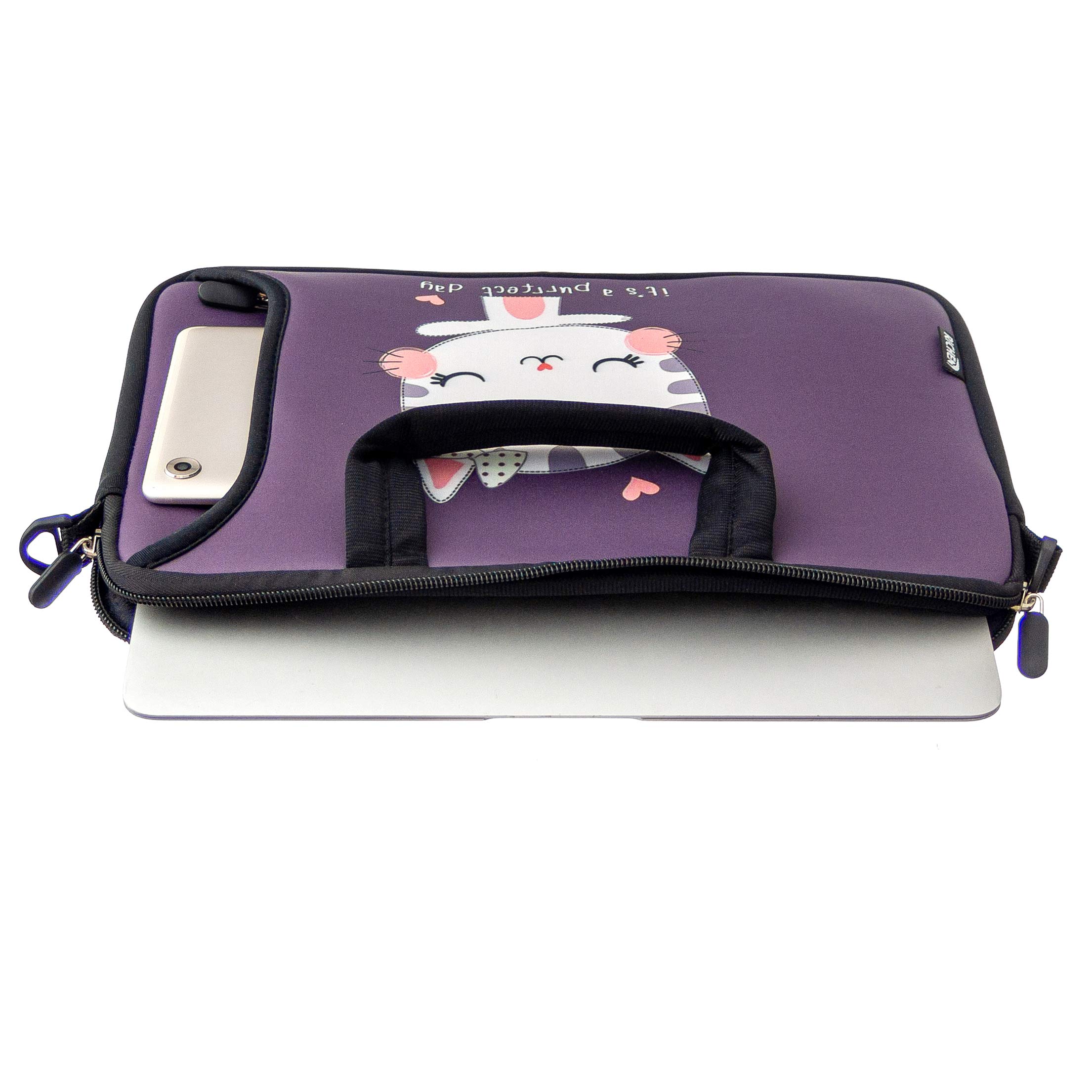 Premium 17 Inch Laptop Bag for Women & Men - Waterproof Shoulder Messenger Bag with Handle Fits 15.6 to 17.4 Inch Laptop Notebook (16-17.3 Inch, Cute Cat Print) - Ideal for Work, School, Travel & Business Commute
