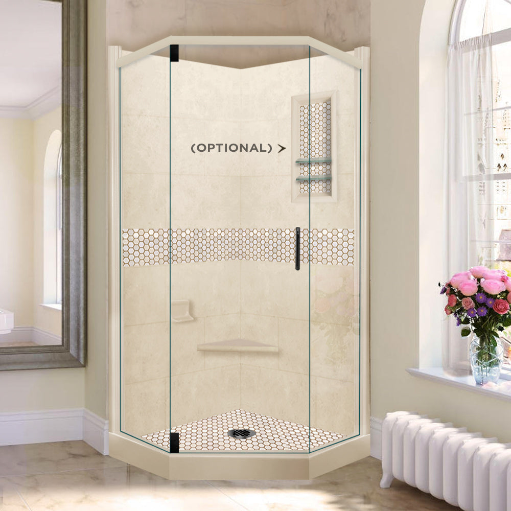 Neo Angle Desert Sand Sistine Stone & Honey Hex Mosaic Tile Accent Kit - DIY Shower Remodel for Bathroom Wall and Floor Decor | Perfect for Modern Home Renovation