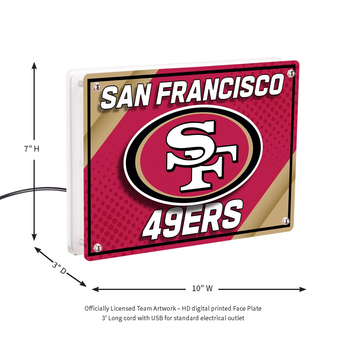 San Francisco 49ers LED Tabletop Light Sign - 7x10 Inches NFL Team Decor, Free-Standing Desk Night Light for Home & Office | Perfect Christmas Gift for Men & Women | Made in USA | Game Room, Man Cave & Sports Fan Decor
