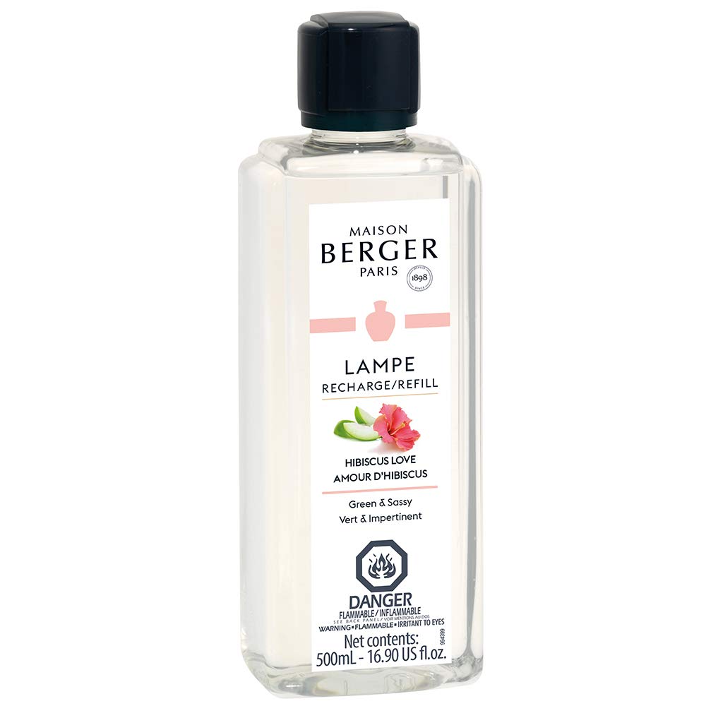 MAISON BERGER Hibiscus Love Fragrance Refill - 16.9 fl oz (500ml) for Lampe Berger Oil Diffuser - Home Air Freshener for Living Room, Bedroom & Bathroom - Floral Scented Aromatherapy Oil