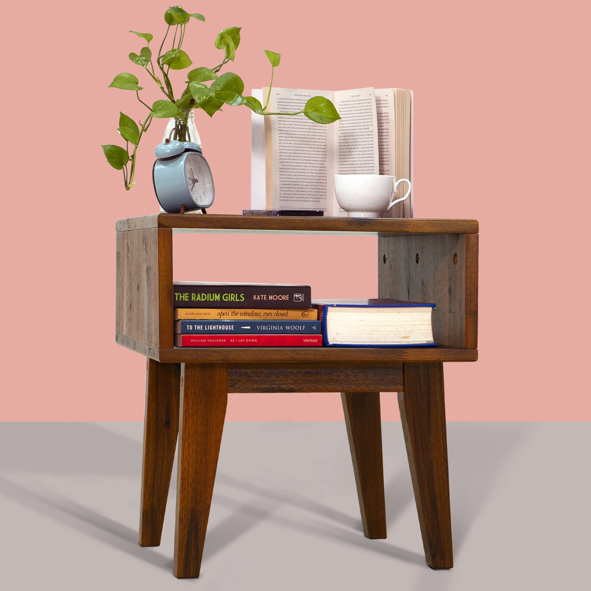 Solid Wood Acacia Serena Nightstand - Chocolate Finish Bedside Table for Bedroom, Living Room & College Dorm | Perfect for Small Spaces & Apartment Decor
