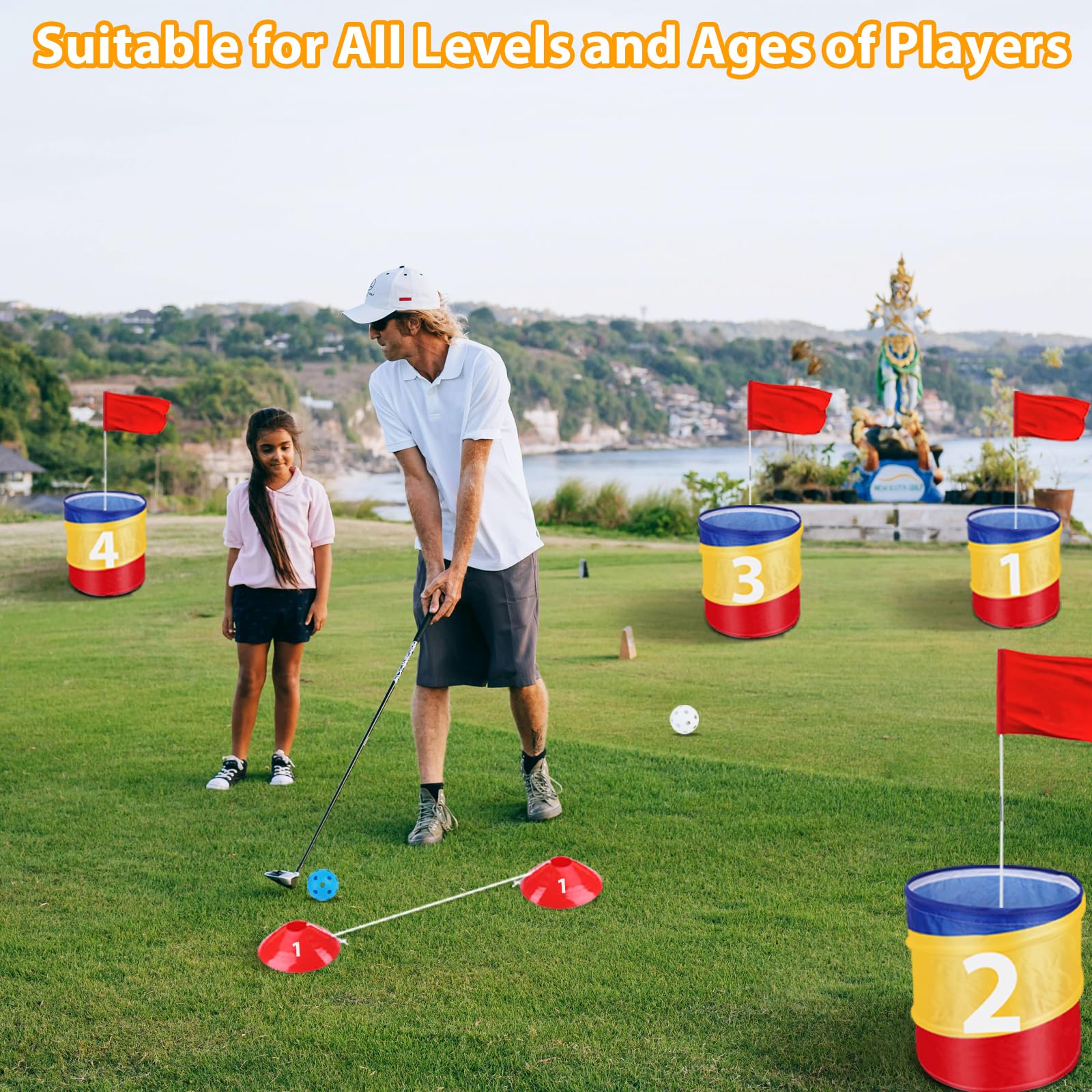 9-Hole Backyard Golf Game Set for Adults & Kids - Portable Outdoor Chipping Practice Set for Lawn, Beach, Parties & Family Fun (Model GBHG-YJ01)
