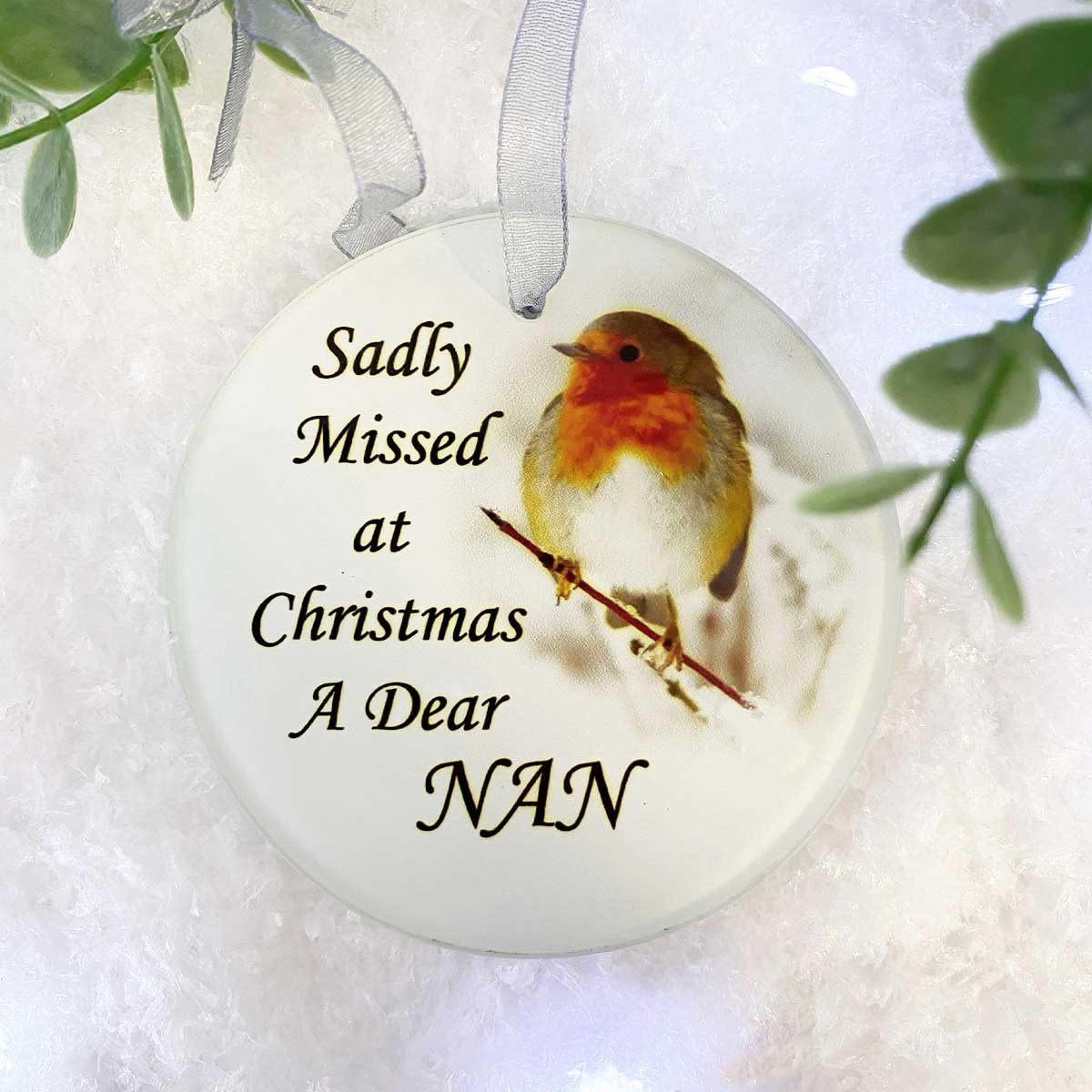 Robin 'Missed At Christmas' Glass Hanging Ornament - Handcrafted Holiday Decor for Christmas Tree, Home & Gift Giving