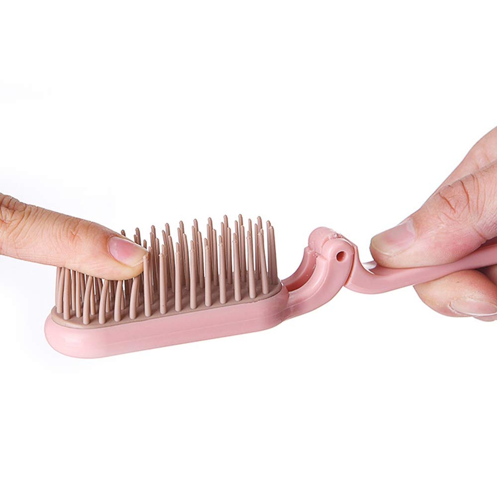 2Pcs Portable Folding Hair Brush & Comb Set - Mini Anti-Static Anti-Knot Massage Brush for Women & Girls - Compact Travel Size Fits in Handbag (Dark) - Perfect for Travel, Gym, Office & On-the-Go Styling
