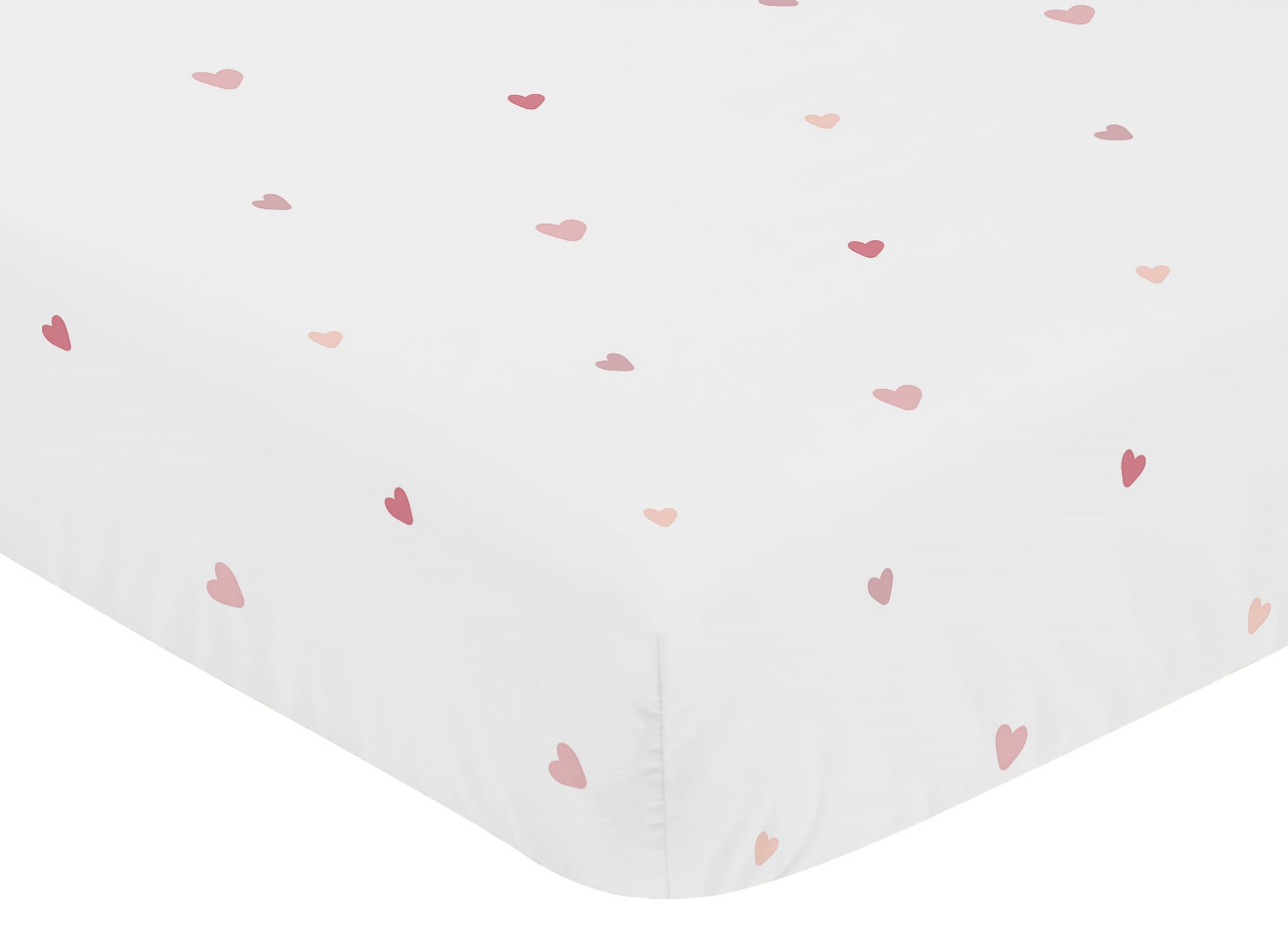 Sweet Jojo Designs Pink Boho Rainbow & Hearts Baby Crib Bedding Set - 3 Piece Nursery Set with Blanket, Fitted Sheet & Skirt | Blush Mauve Shabby Chic Bohemian Cloud Dusty Rose Polka Dot Heart | Perfect for Nursery Decor, Baby Shower Gifts & Newborn Room Styling
