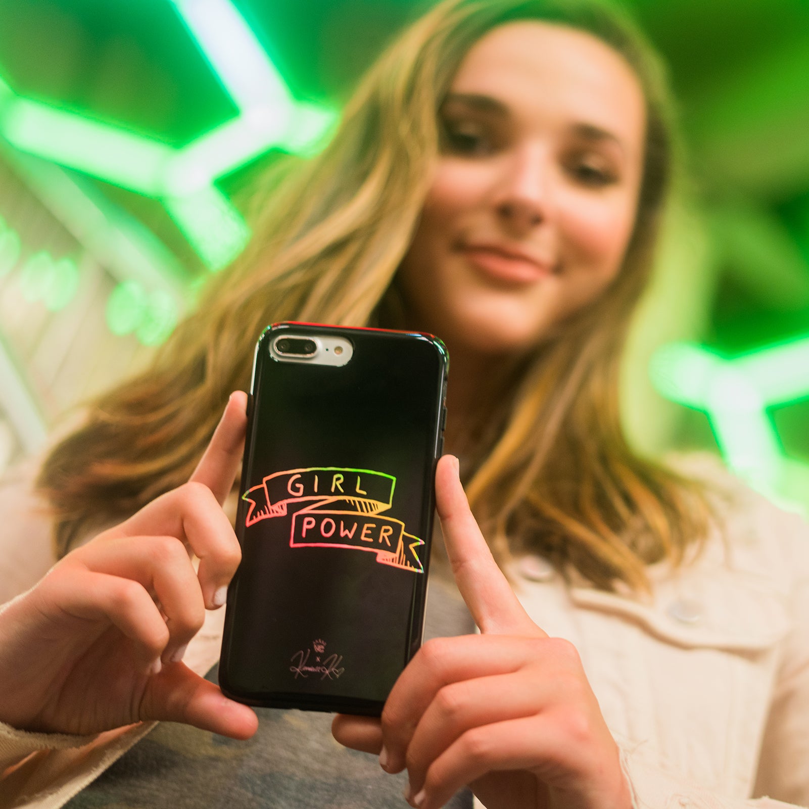 Kendall Vertes Girl Power iPhone Case - Trendy Protective Cover for iPhone 12/13/14/15 - Perfect for School, Work & Everyday Use
