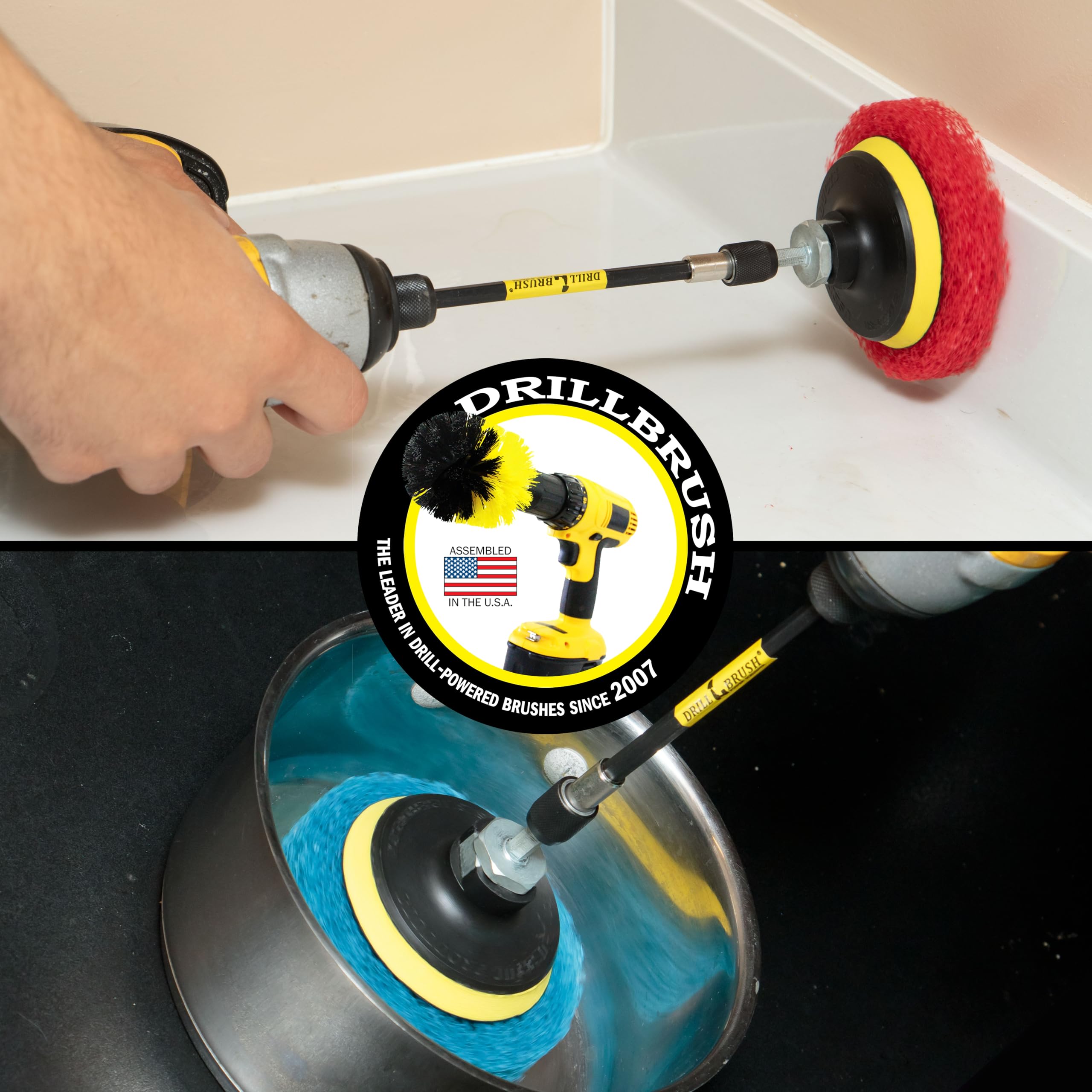 Power Scrubber Drill Brush Set - 4PC Heavy Duty Cleaning Pads for Kitchen & Bathroom - Stove, Oven Rack, Sink, Shower & Vinyl Floor Deep Cleaning - Drill Attachment for Effortless Scrubbing