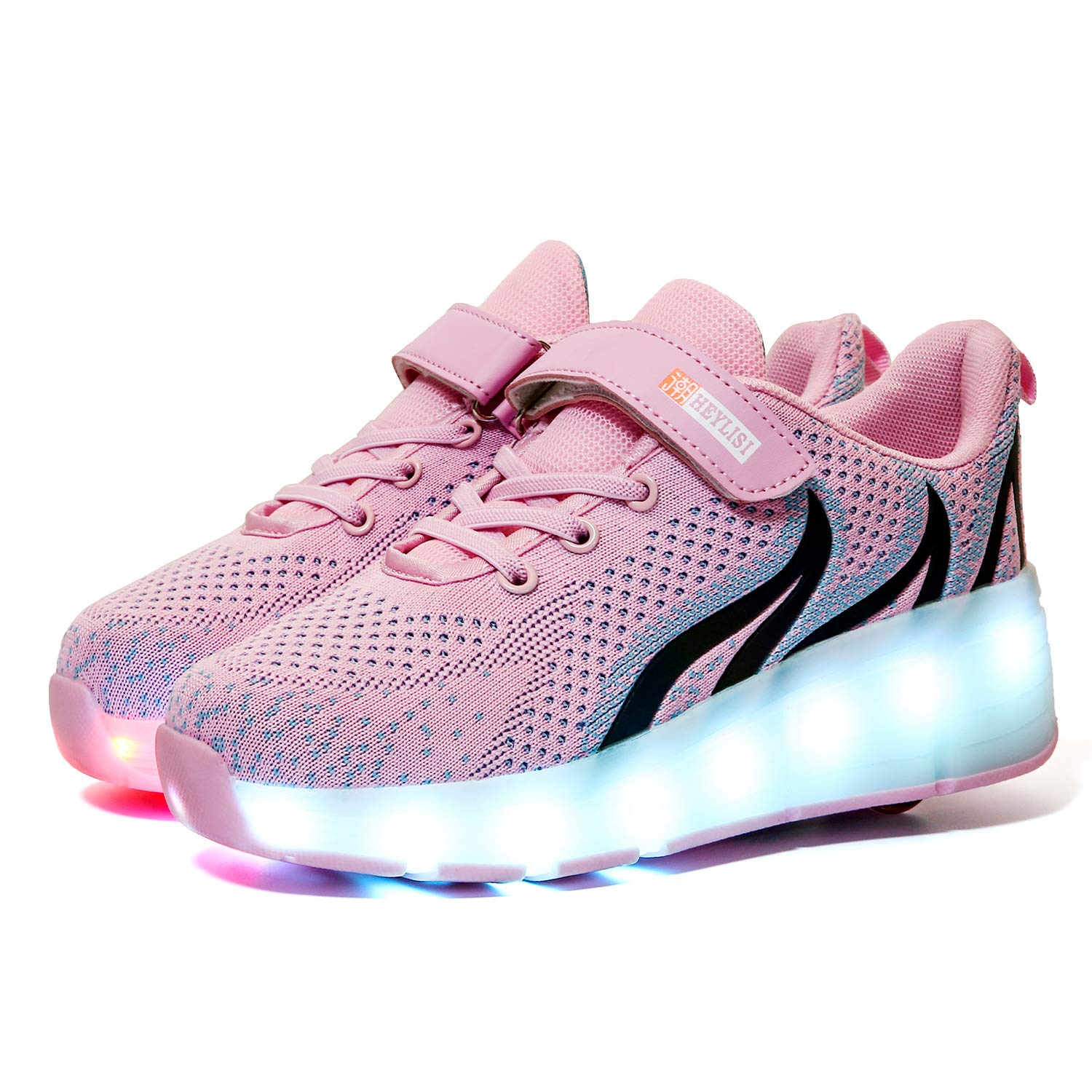 YUNICUS Kids Roller Shoes with LED Lights - Adjustable Wheeled Sneakers for Girls & Boys - Perfect for Playground, School & Outdoor Fun