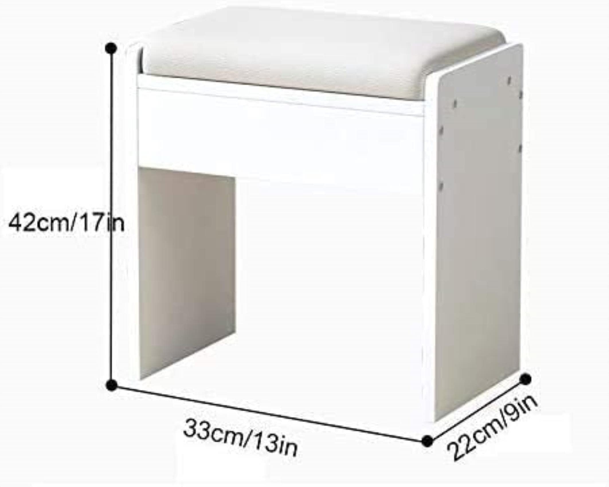 Modern Upholstered Footstool with Cushion & Wood Legs - Leather Ottoman Storage Bench for Living Room, Makeup Vanity Stool | Perfect as Bedroom Footrest, Lounge Chair Companion & Entryway Seating