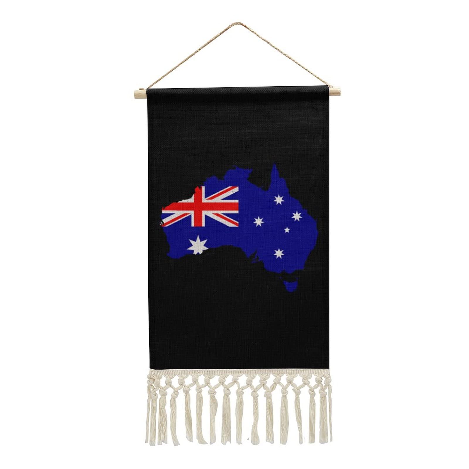 Australia Flag Map Cotton Linen Wall Hanging - Personalized Home Decor Tapestry Poster for Living Room, Bedroom & Office | Vintage Style Wall Art Picture
