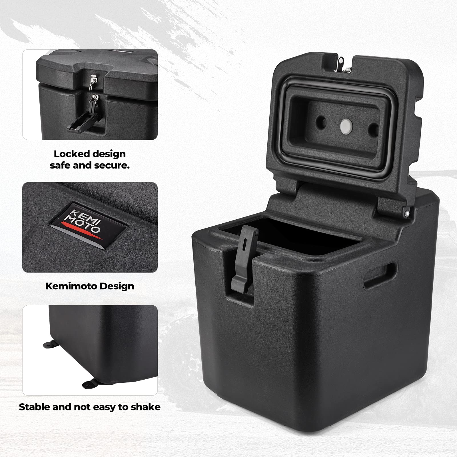 KEMIMOTO 28.5L/7.53 Gal Under Seat Storage Box with Lock - Waterproof Dual Bin Dry Storage Compatible with Polaris Ranger XP 1000/Crew 2018-2025 | Replacement for #2882910 | Perfect for Off-Road Adventures, Hunting Gear & Tool Storage