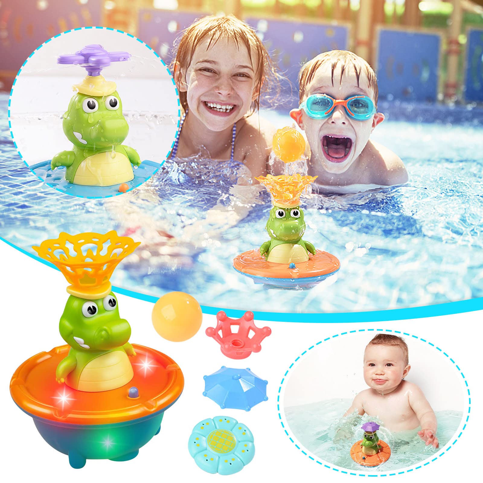 Electric Water Spray Light Baby Bath Toys - Fun & Safe Bath Time Play for Toddlers & Kids, Interactive Water Spray Toy with LED Lights for Bathtub & Pool Play