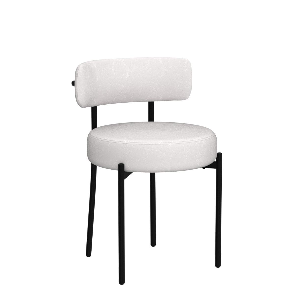 DYHOME 6-Piece White Boucle Dining Chairs Set - Mid Century Modern Upholstered Chairs with Curved Backrest & Black Metal Legs - Perfect for Kitchen, Dining Room, Restaurant & Cafe