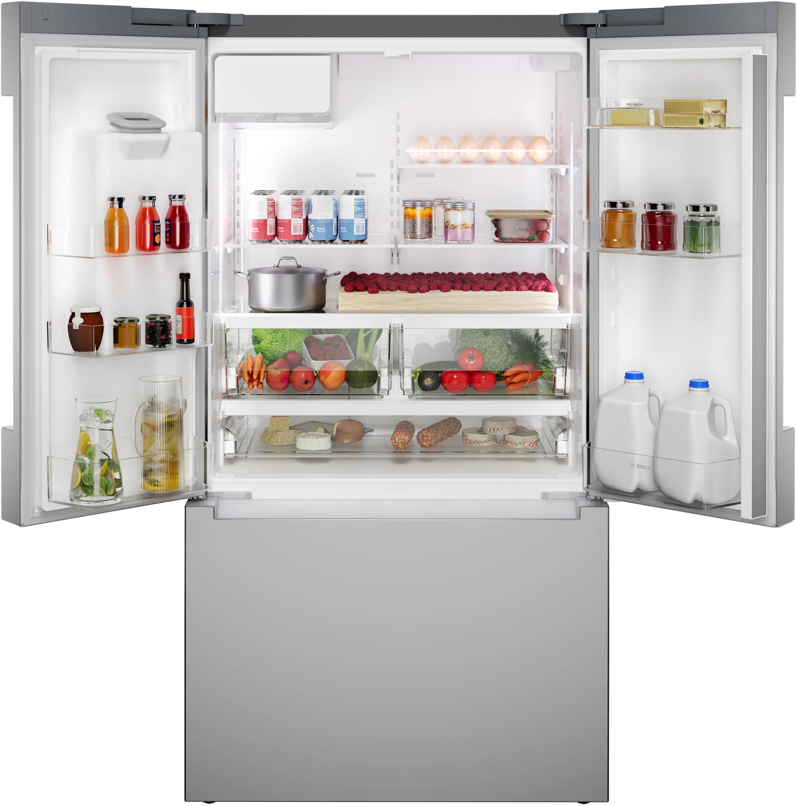 Bosch B36CD10ENS 100 Series 36-Inch French Door Bottom Freezer Refrigerator in Stainless Steel with Anti-Fingerprint Technology | No Frost Cooling System | Perfect for Modern Kitchens and Open-Concept Homes
