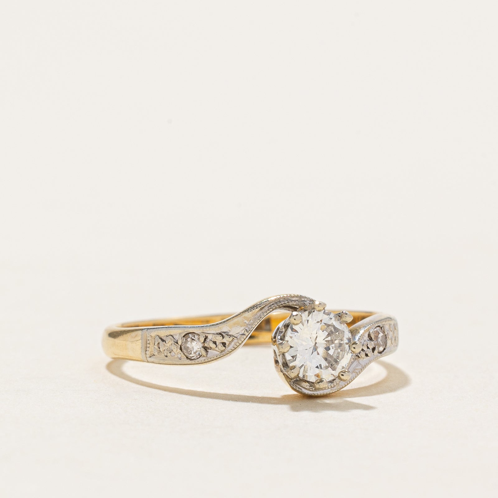 0.36ctw Transitional Cut Diamond Bypass Ring - Size 6 | Vintage Inspired Bridal Jewelry for Engagement, Wedding & Anniversary Gifts