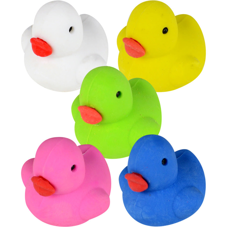 Duck Shaped Erasers - 12 Pack Fun & Cute Novelty Pencil Toppers for Kids - Perfect for School, Office & DIY Craft Projects