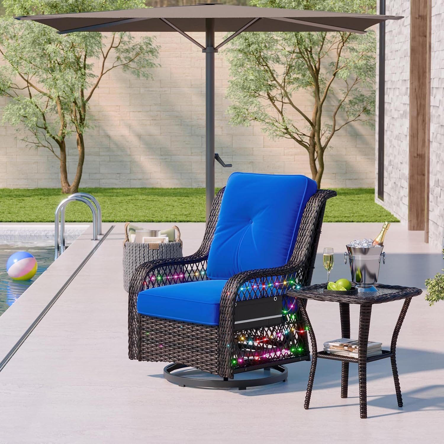 4 Swivel Gliding Chairs+2 Side Tables
