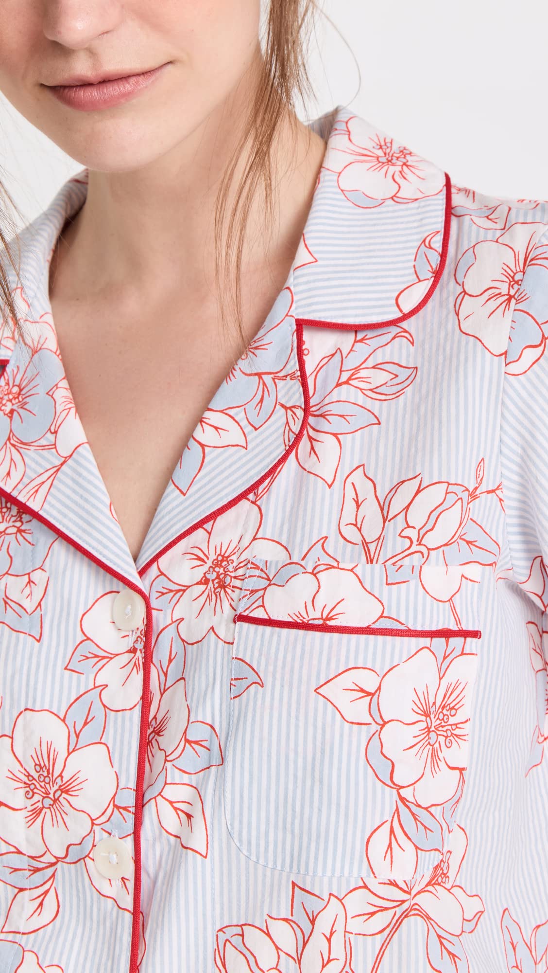 BedHead Pajamas Women's Short Sleeve Classic Shorty PJ Set - Courtyard Blooms Floral Print Sleepwear, Lounge Pajama Set for Women, Perfect for Sleepovers, Relaxing at Home & Summer Nights