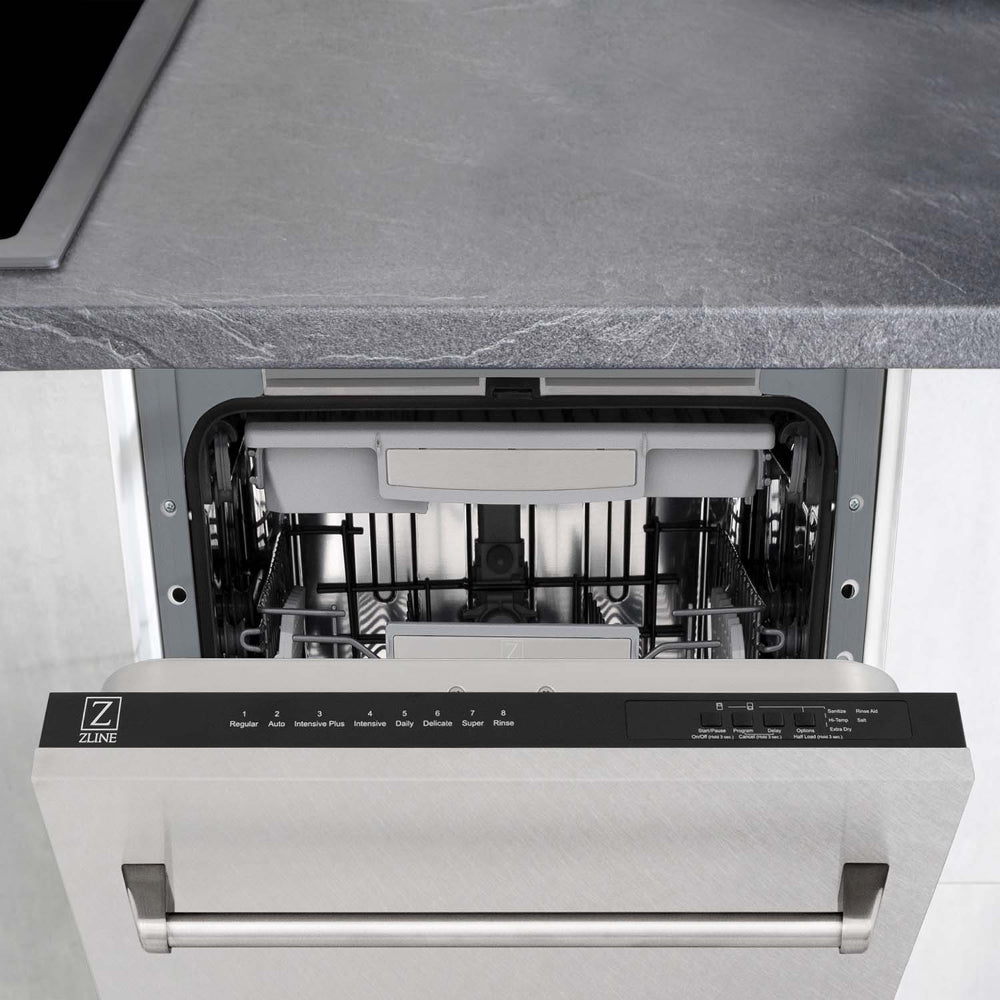 ZLINE 18 Inch Tallac Series 3rd Rack Top Control Dishwasher - Stainless Steel Panel & Tub, 51dBa Ultra Quiet (DWV SN 18) - Perfect for Modern Kitchens and Open Concept Homes