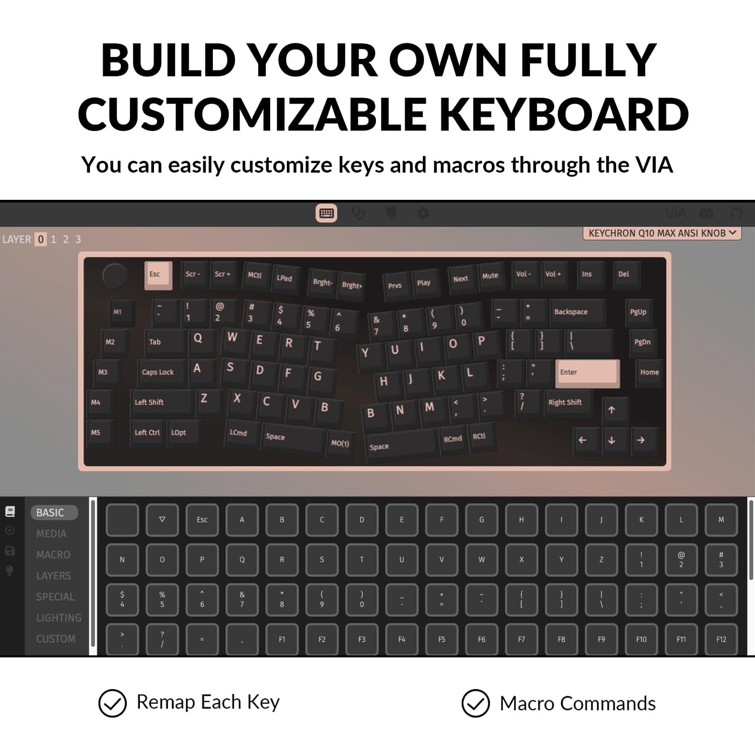Keychron Q10 Max Alice 75% Wireless Mechanical Keyboard - Customizable RGB Backlit, QMK/VIA Programmable, Gateron Banana Switches, 2.4GHz/Bluetooth/Wired for Mac & Windows - Perfect for Gaming, Coding & Office Work