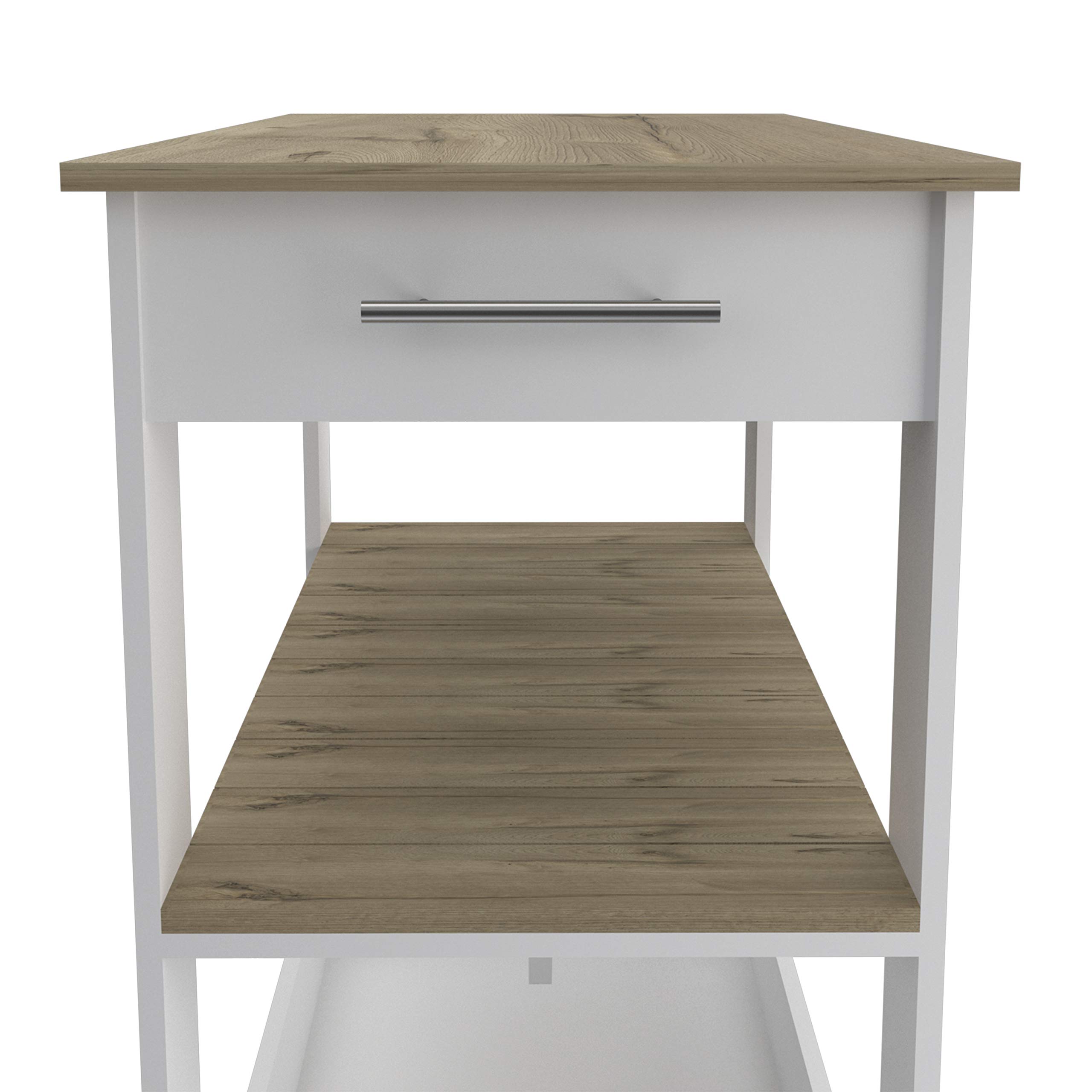 80-Inch Light Oak Kitchen Island with Shelves & Drawers - Rustic Brooklyn Style for Modern Farmhouse, Open Concept & Small Space Kitchens