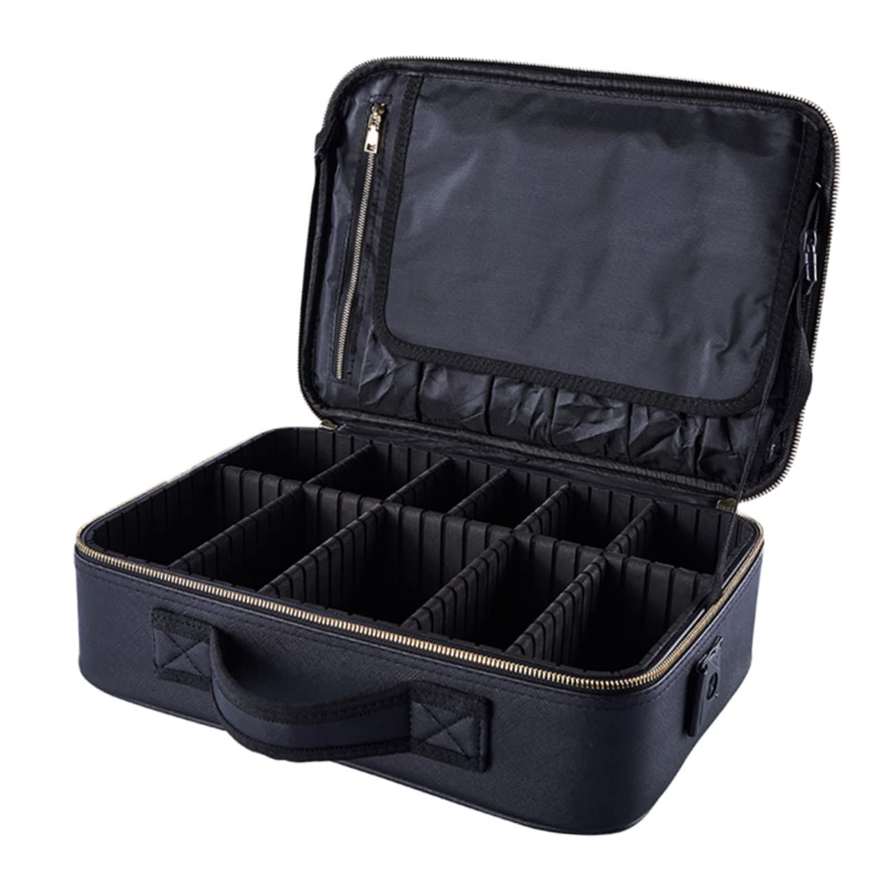 COLLBATH 1Pc Portable Makeup Train Case - Waterproof Cosmetic Organizer Bag for Travel, Oxford Fabric Makeup Case with Handle - Perfect for Professional Makeup Artists, Salon & Airplane Carry-On