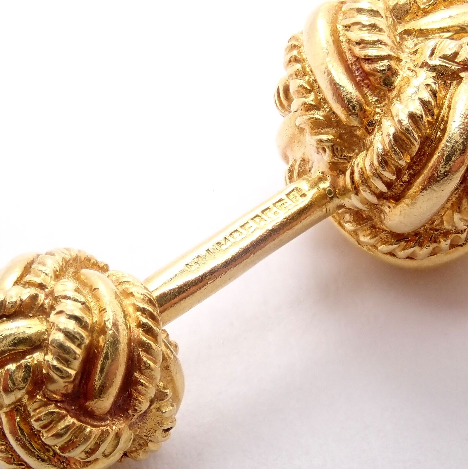 Vintage Tiffany & Co. 18k Yellow Gold Schlumberger Rope Knot Cufflinks - Luxury Men's Jewelry for Weddings & Formal Events
