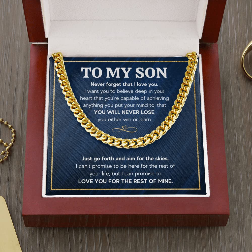 Mom & Son Necklace Gift - Cuban Link Chain for Birthday, Graduation, Christmas - Family Jewelry Present