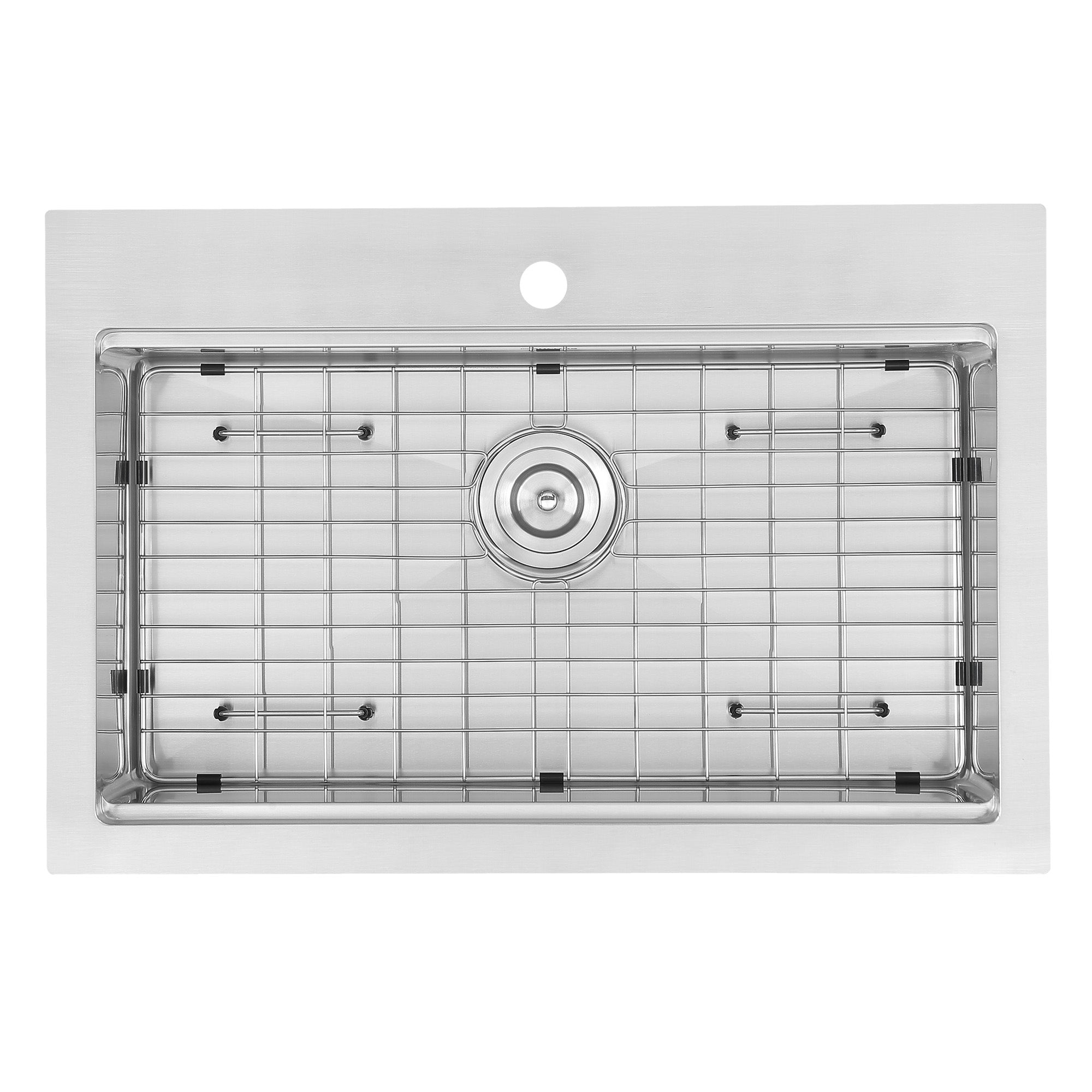 Ancona 30-Inch Handmade Drop-In Single Bowl Workstation Kitchen Sink with Accessories - Satin Stainless Steel - Perfect for Modern Kitchens & Food Prep Stations