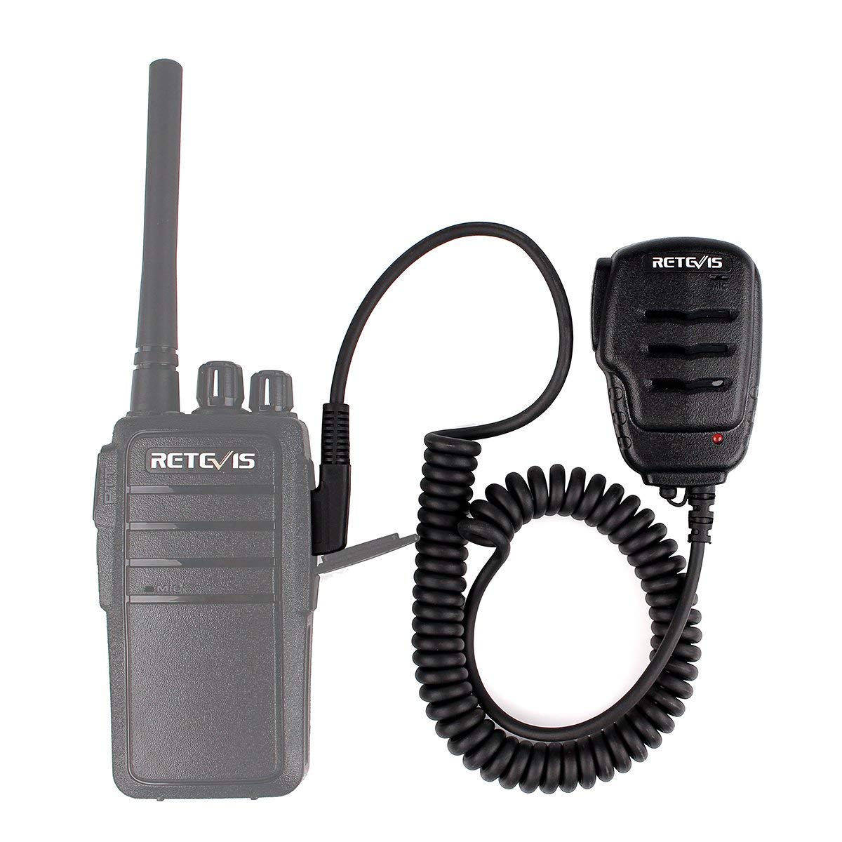 Retevis RS111 2-Pin Speaker Microphone for Walkie Talkies - Compatible with Retevis RT24, RT27, RT22, RT3S, RT5, RT5R, RT28, Baofeng UV-5R, BF-888S, Kenwood, Wouxun, TYT Radios (1 Pack) - Ideal for Outdoor Adventures, Construction Sites & Emergency Communication