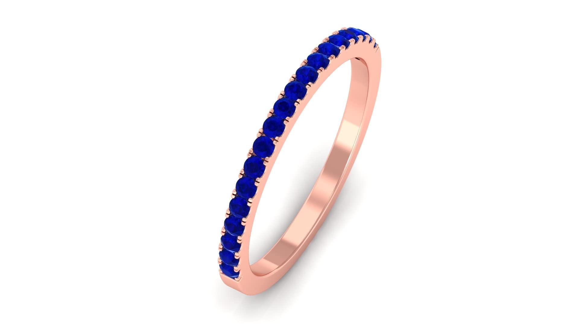 1/4 CT Created Blue Sapphire Half Eternity Ring for Women - 14K Solid Gold, Certified Lab-Grown Sapphire Wedding Band, Anniversary Gift, Elegant Jewelry for Bridal & Special Occasions