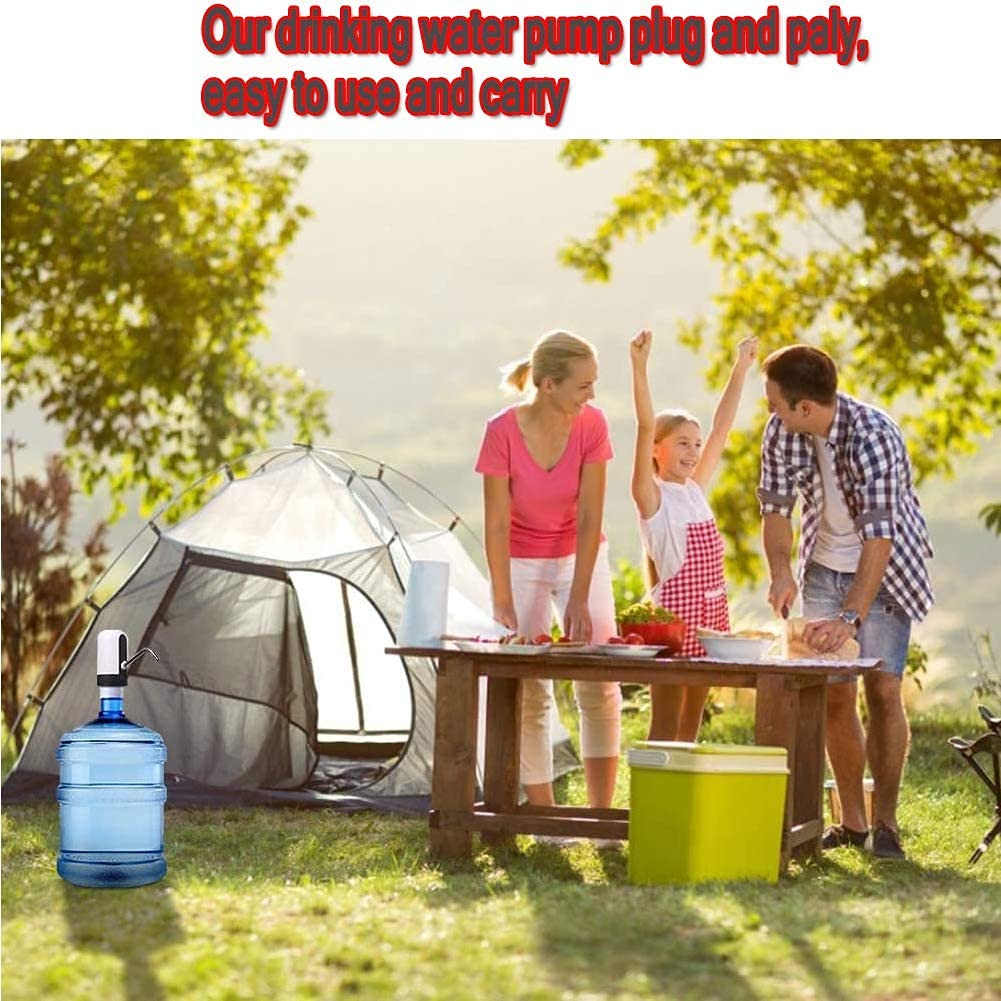 SYGA 5 Gallon Automatic Water Dispenser with USB Charging - Portable Electric Water Bottle Pump for Home & Office - White | Perfect for Kitchen Countertop, Camping, and Emergency Preparedness
