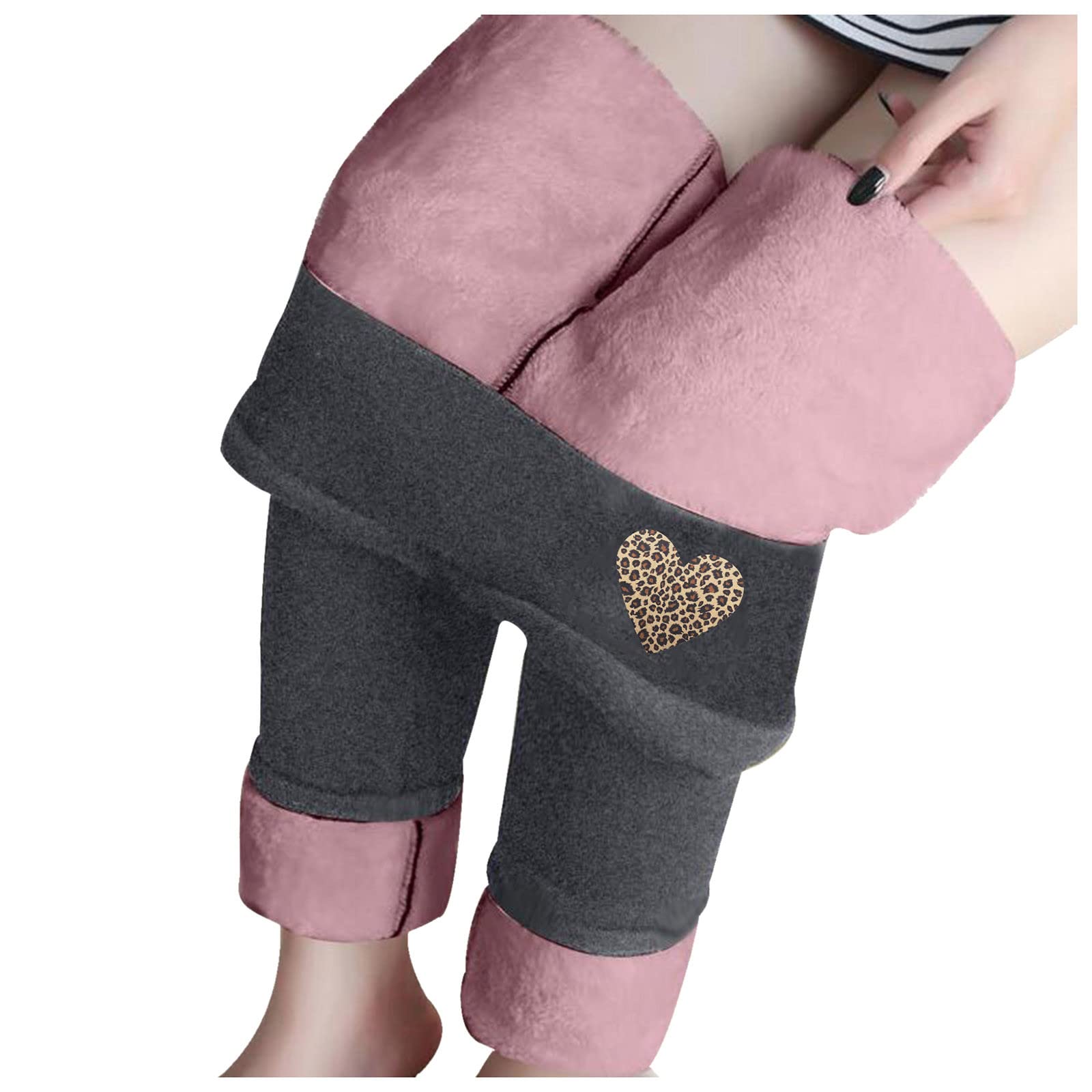 Women's High Waisted Thermal Leggings for Fall & Winter - Fleece Lined Athletic Pants with Cottagecore Heart Design - Perfect for Yoga, Running, Gym & Cold Weather Outdoor Activities