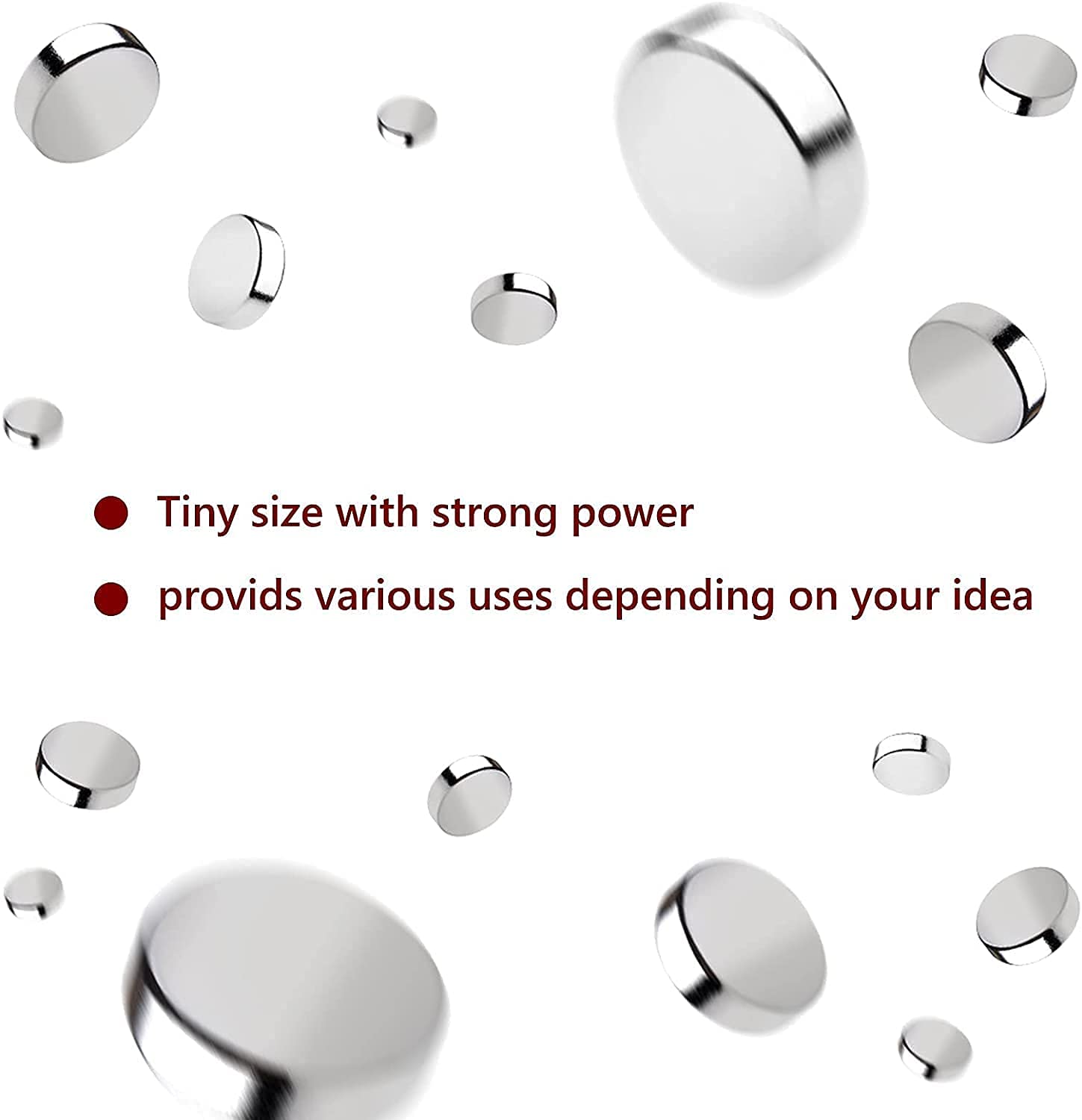 RHINOCATS Strong Small Round Fridge Magnets - 6mm x 3mm (DxH) Tiny Craft Magnets for Nail Clippers, DIY Projects & Office Organization - 60 Pack